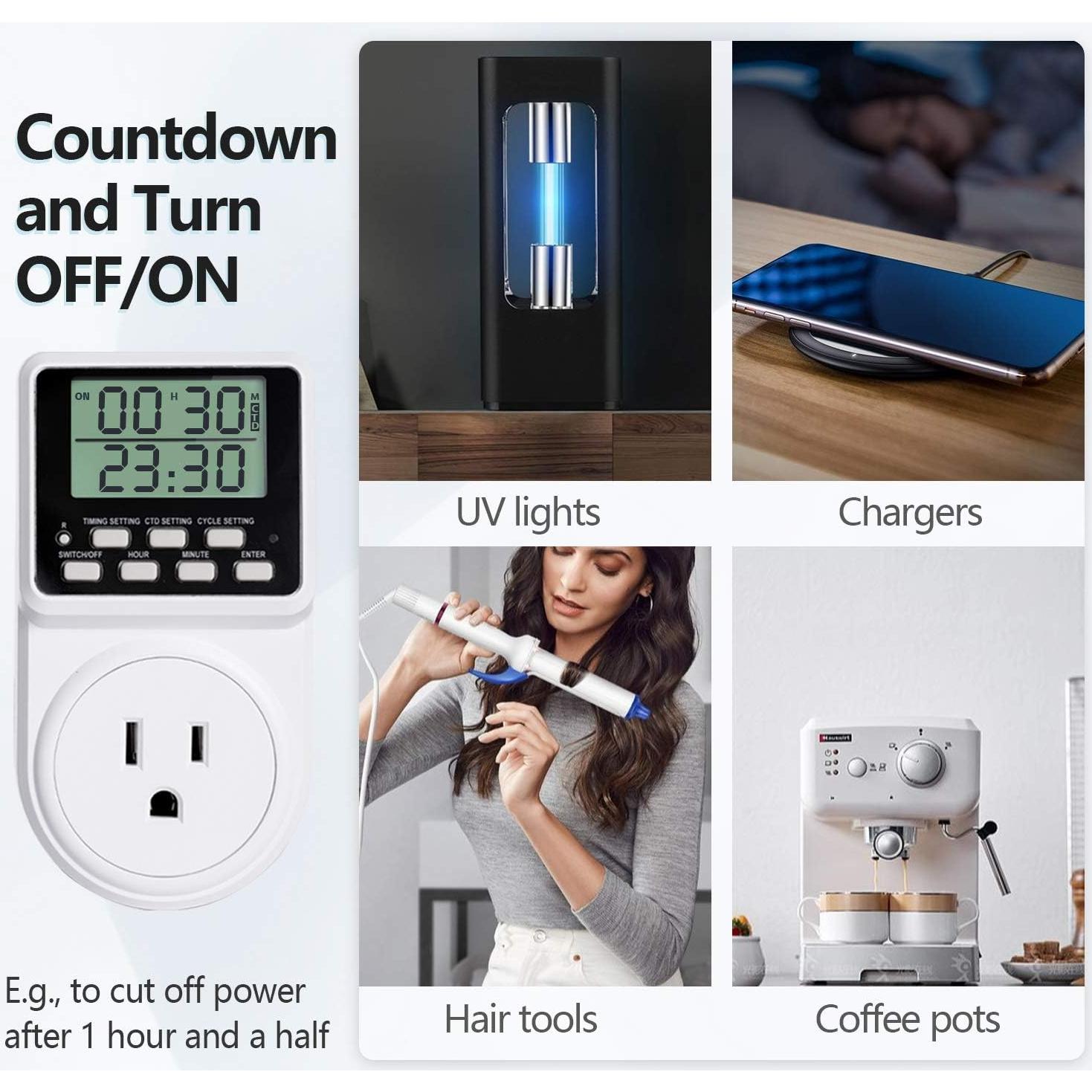 Temporizador Digital Techbee 24h con Enchufe Programable - Paquete de 2