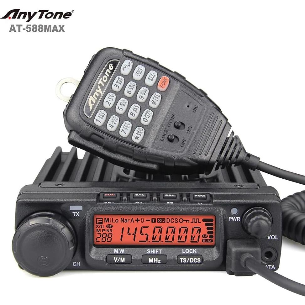 Radio Móvil VHF AnyTone AT-588Max 70W 510 Canales PTT Inalámbrico
