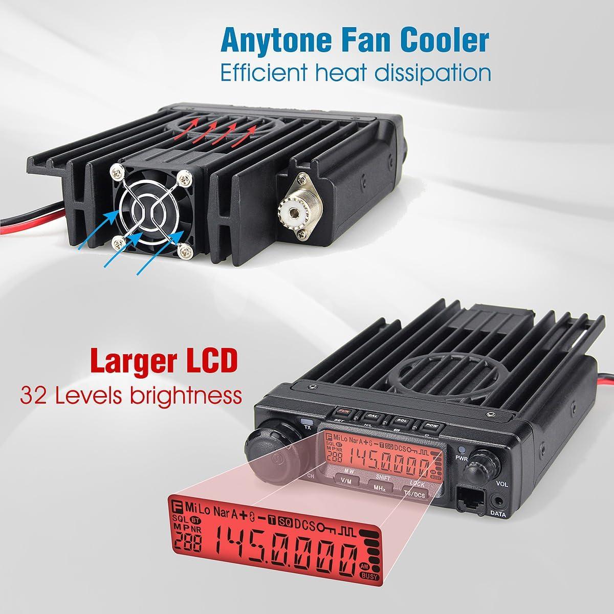 Radio Móvil VHF AnyTone AT-588Max 70W 510 Canales PTT Inalámbrico