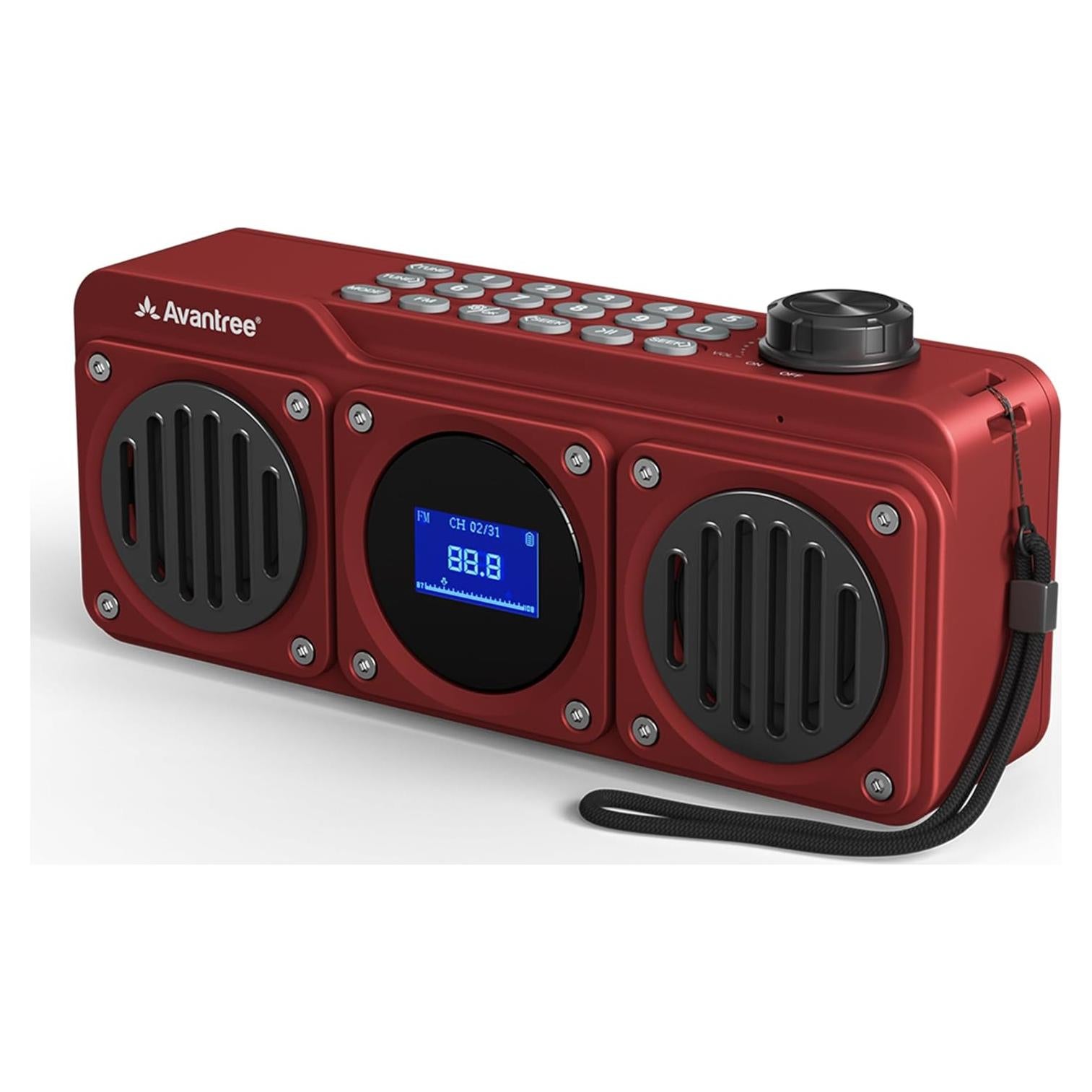 Avantree Boombyte - Radio FM portátil Bluetooth 4 en 1 Rojo