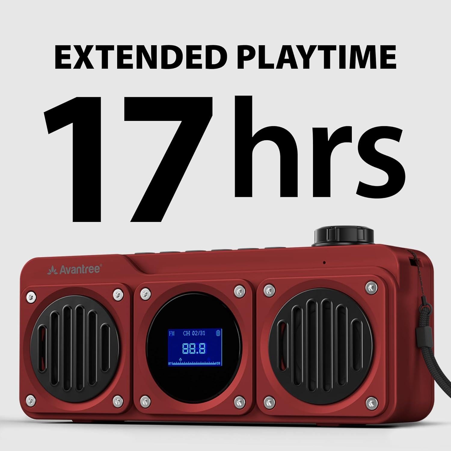 Avantree Boombyte - Radio FM portátil Bluetooth 4 en 1 Rojo