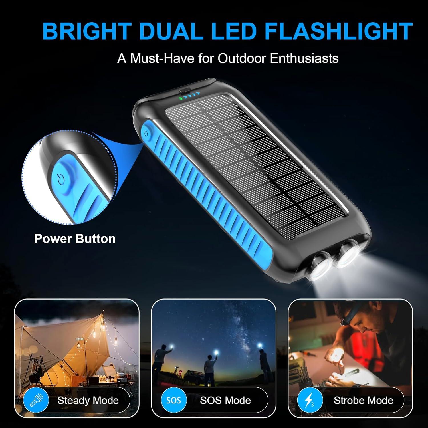 Banco de Energía Solar 49800mAh Kepswim con Linterna LED