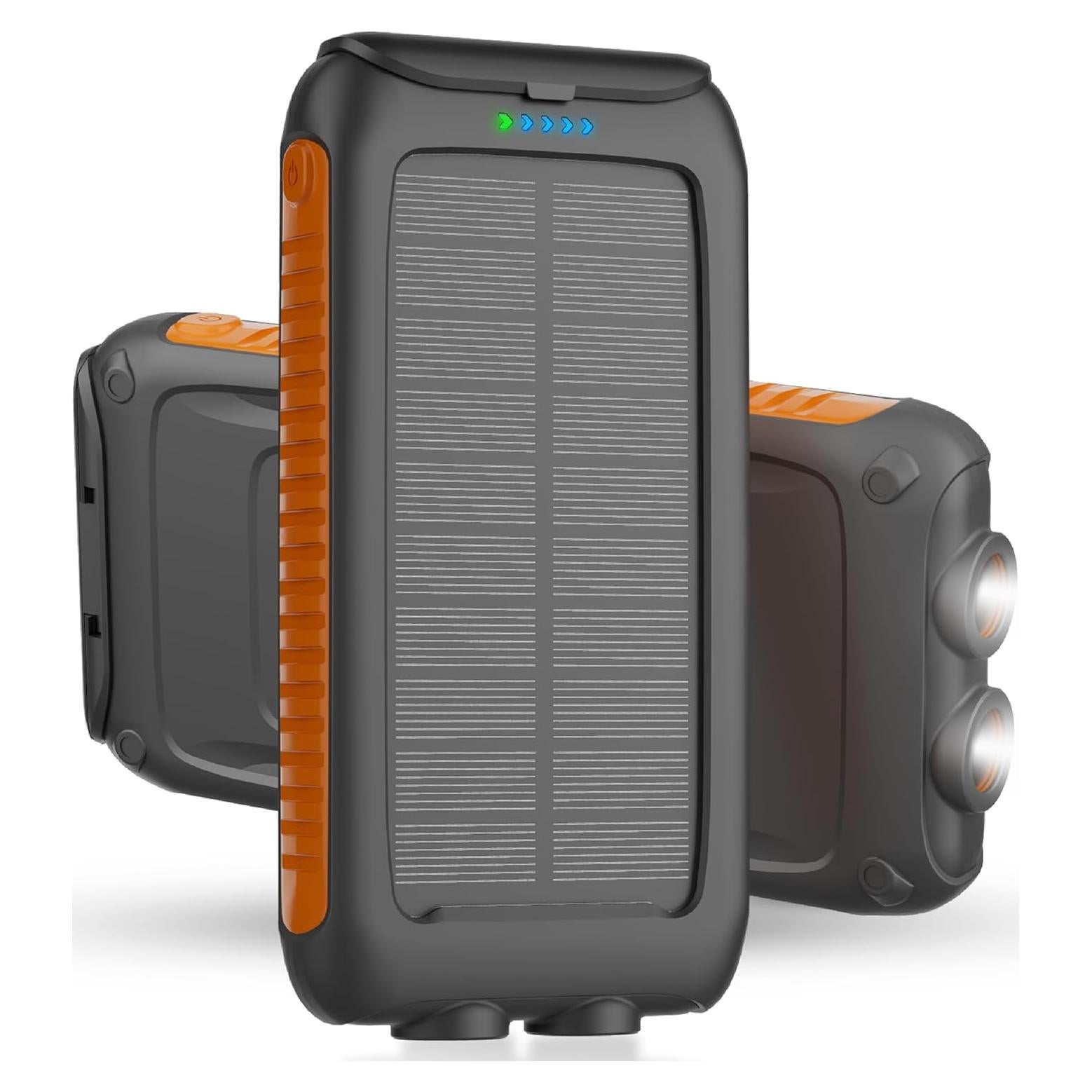 Solar Charger Power Bank 49800mAh,Portable Solar Phone Charger with 2 USB-A，1 Type-C Interface，15W Fast Charging for iPhone Samsung Etc,Portable Battery Charger with Dual Flashlight for Camping