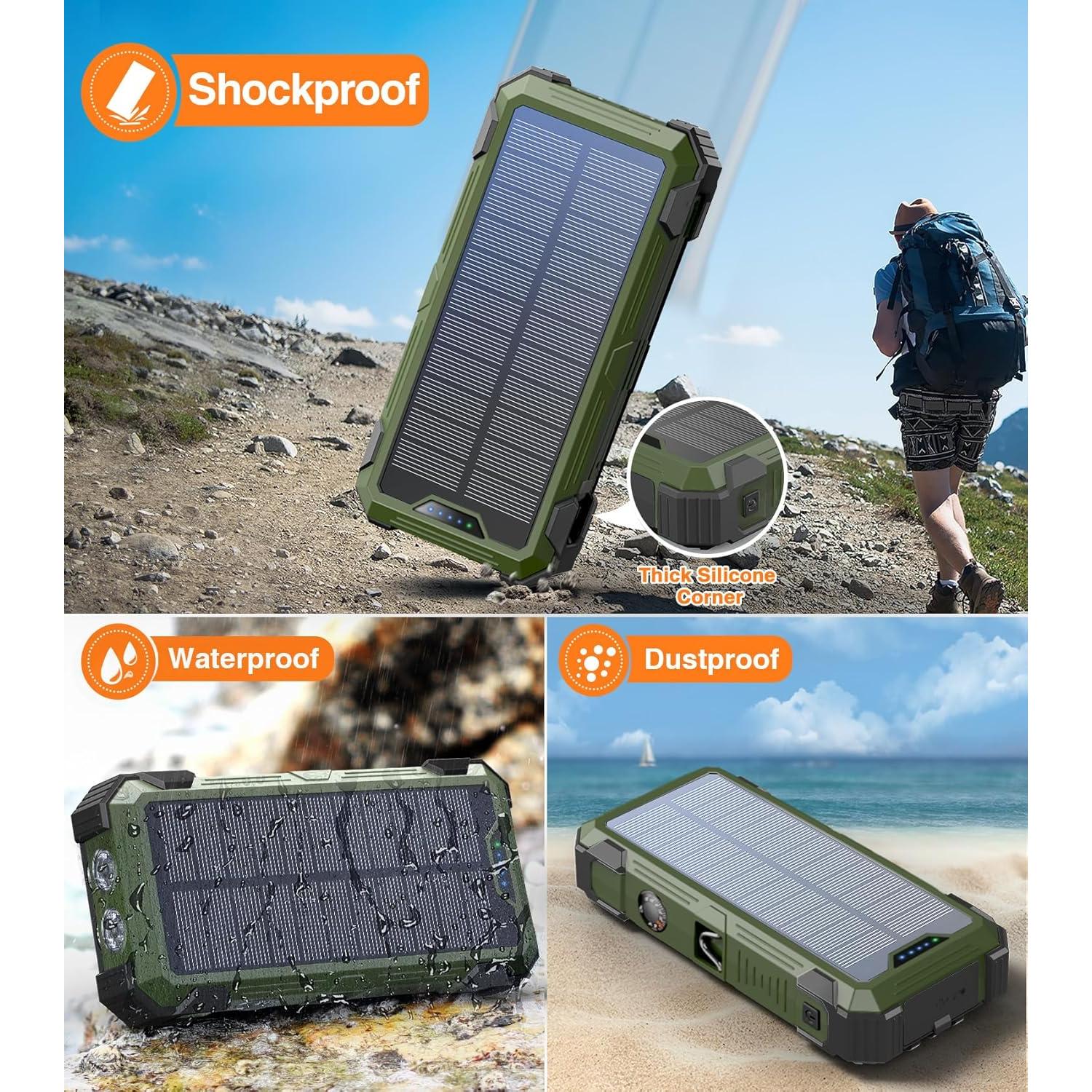 Banco de Energía Solar 42800mAh Cargador Inalámbrico 15W