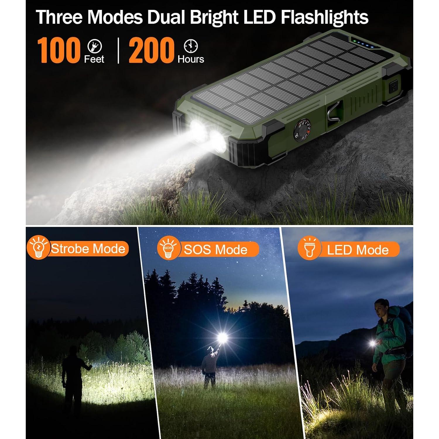 Banco de Energía Solar 42800mAh Cargador Inalámbrico 15W