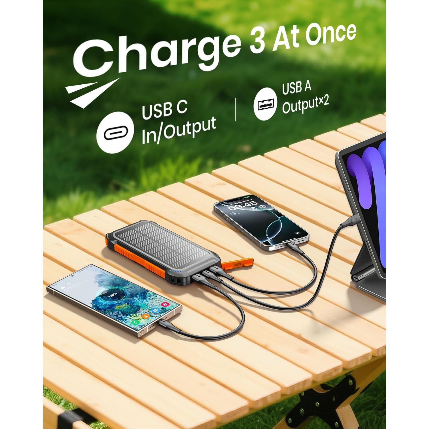 Banco de Energía Solar 46800mAh Yuwei Cargador Rápido 15W