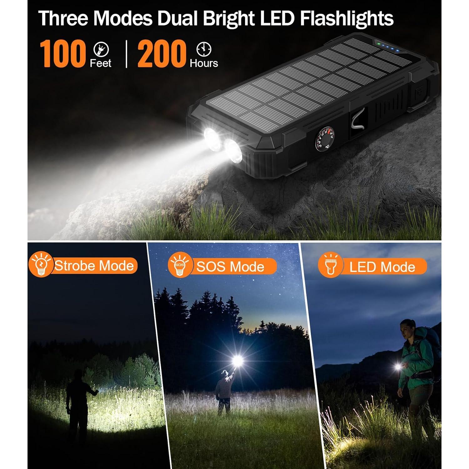 Banco de Energía Solar 42800mAh Cargador Inalámbrico 15W