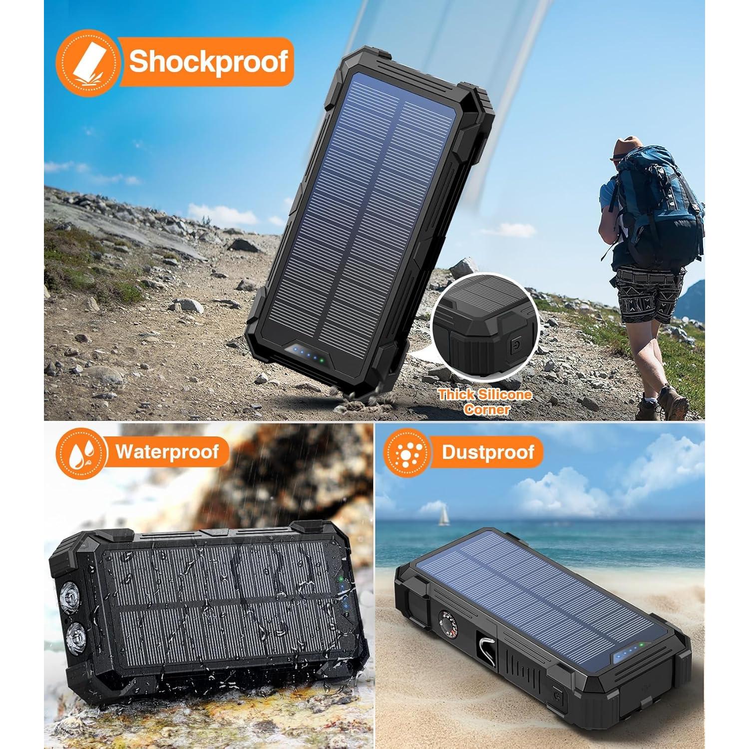 Banco de Energía Solar 42800mAh Cargador Inalámbrico 15W