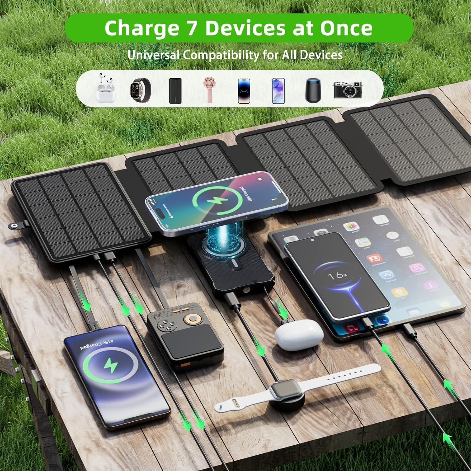 Banco de Energía Solar 10000mAh con Panel Plegable 14W