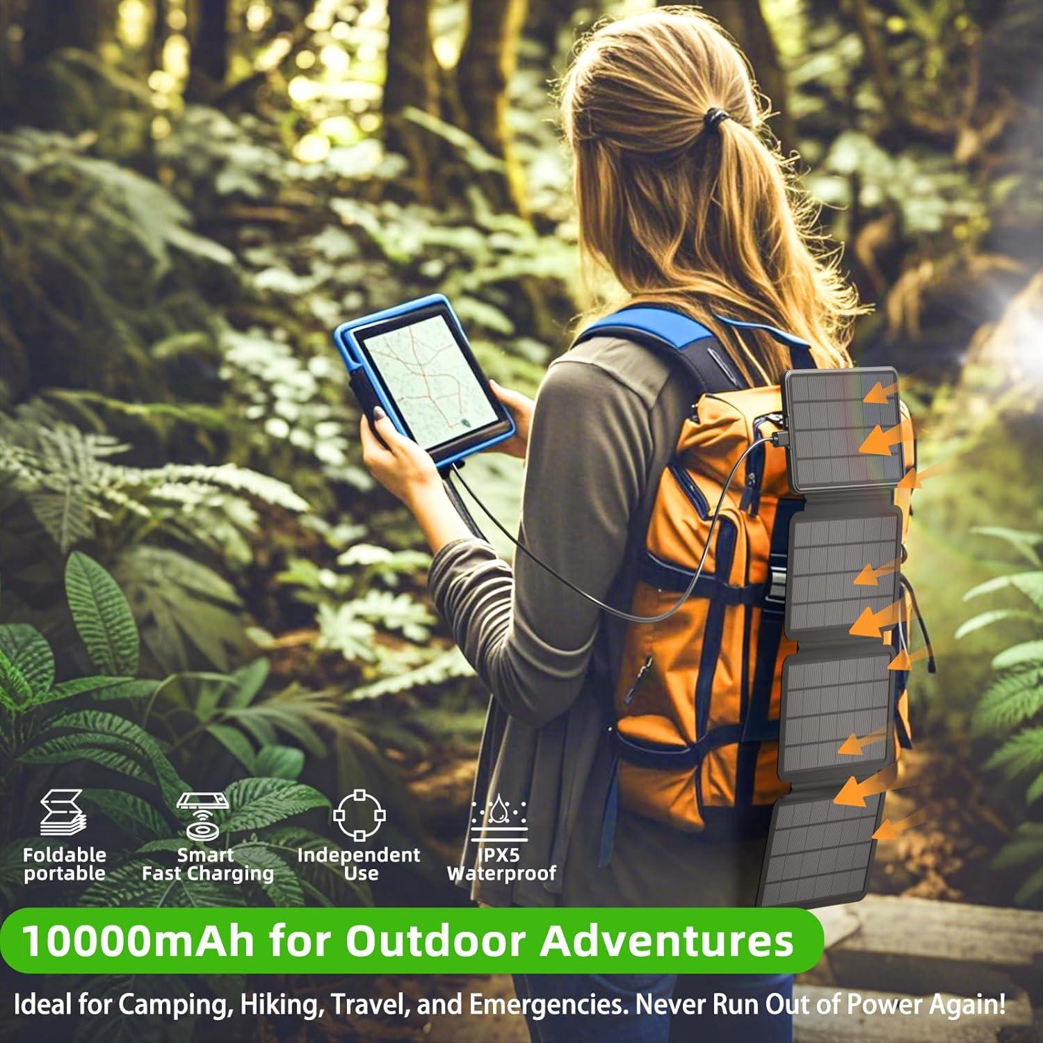 Banco de Energía Solar 10000mAh con Panel Plegable 14W