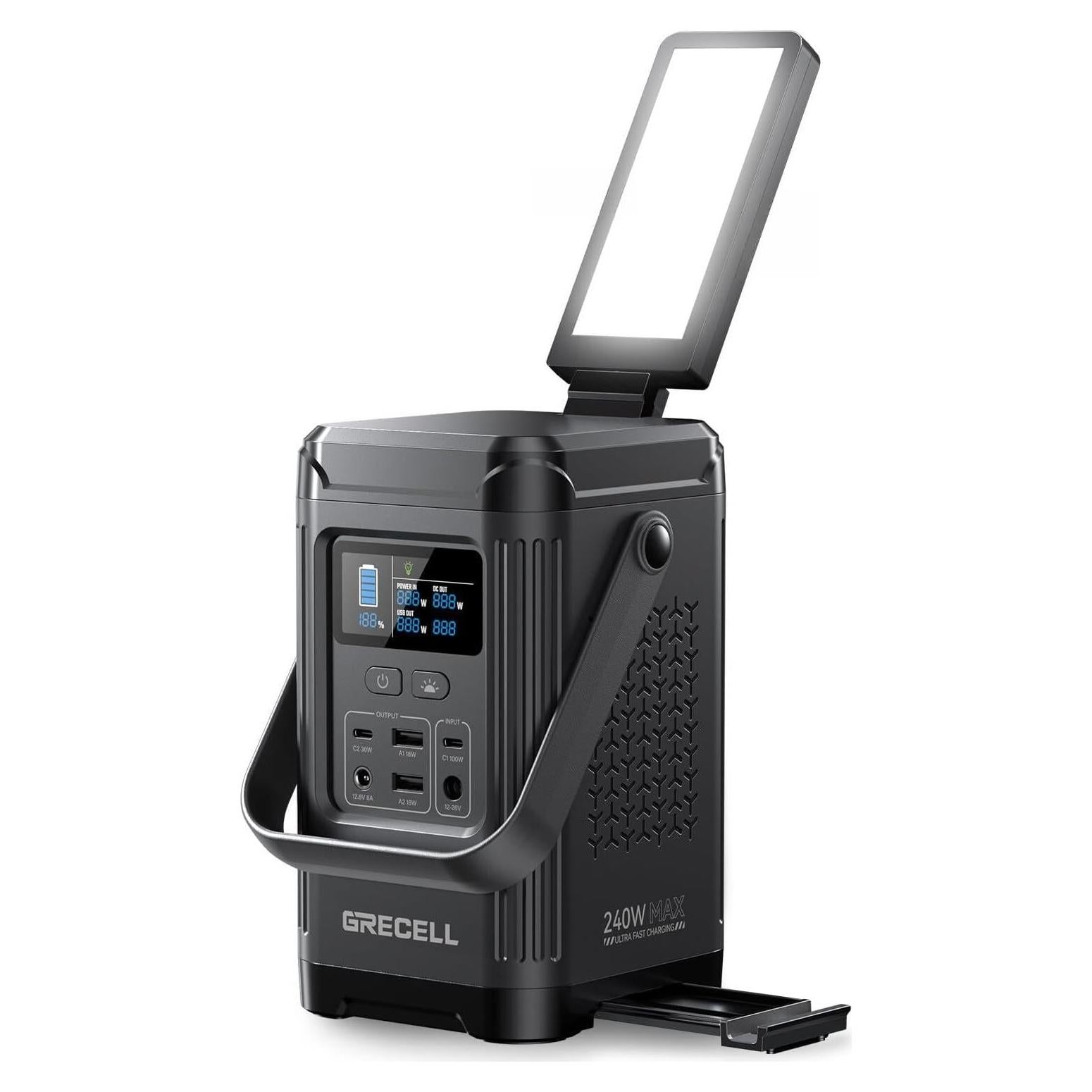 Estación de Energía Portátil GRECELL T200 240W 154Wh Camping