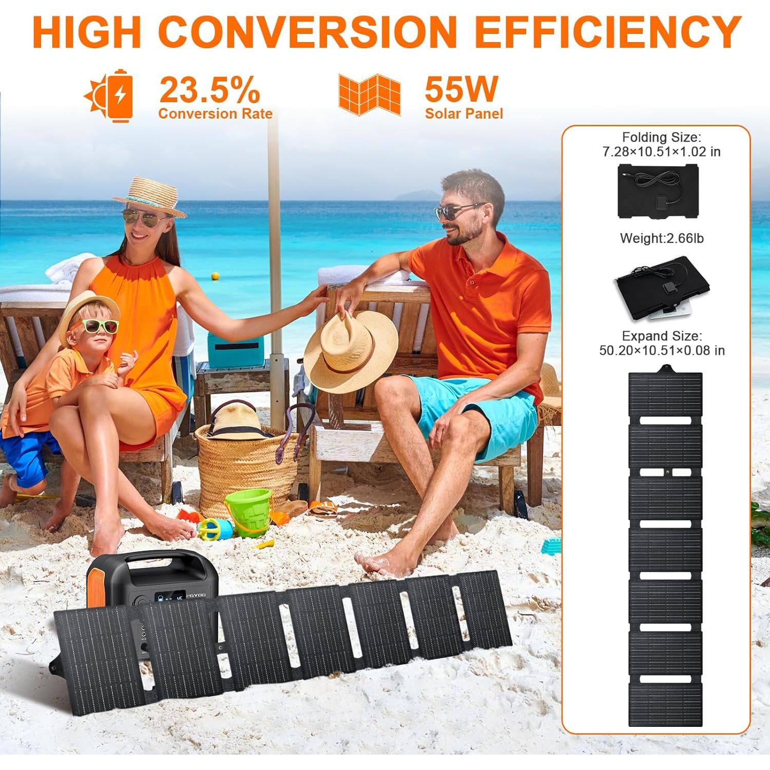 Estación de Energía Portátil PGYOB R300 300W con Panel Solar 55W