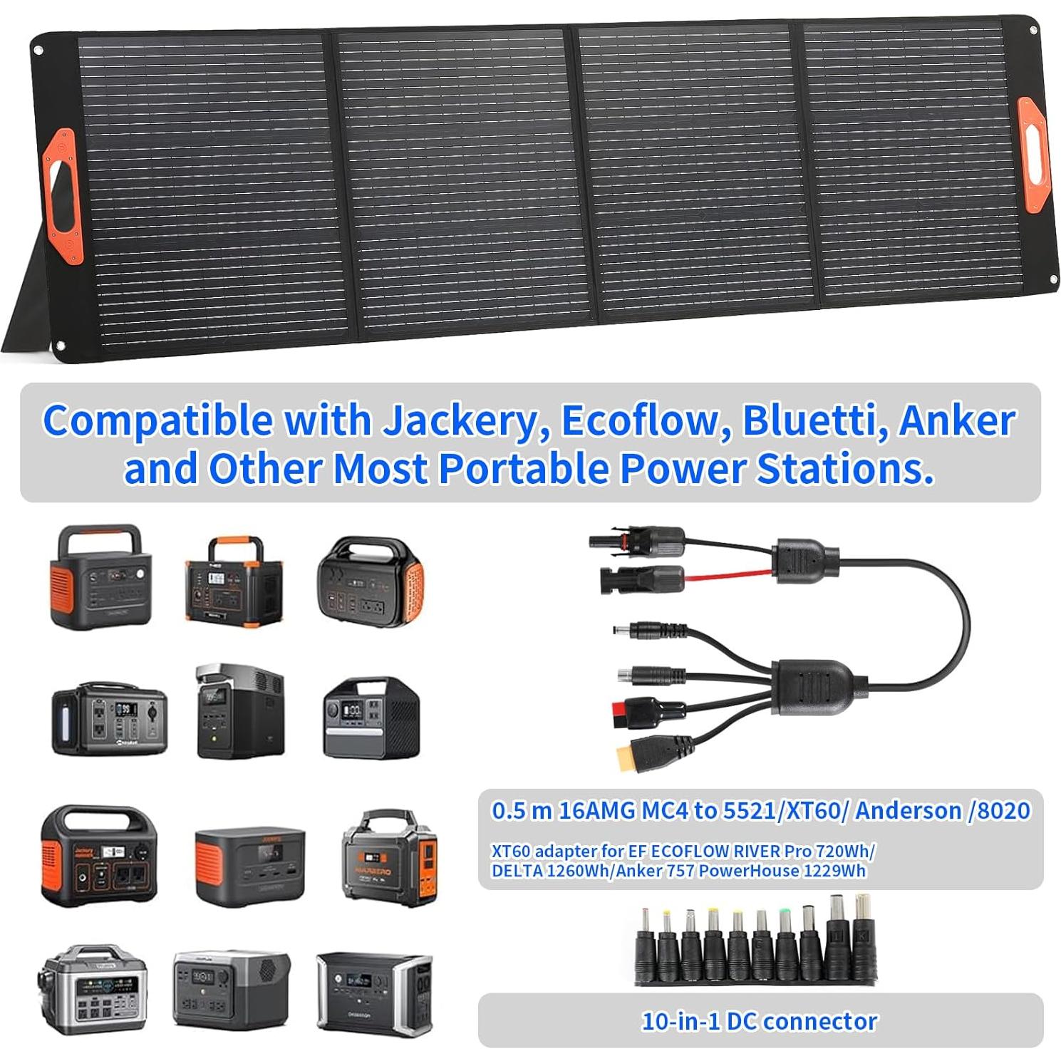 Panel Solar Portátil Mytions 200W Alta Eficiencia Camping