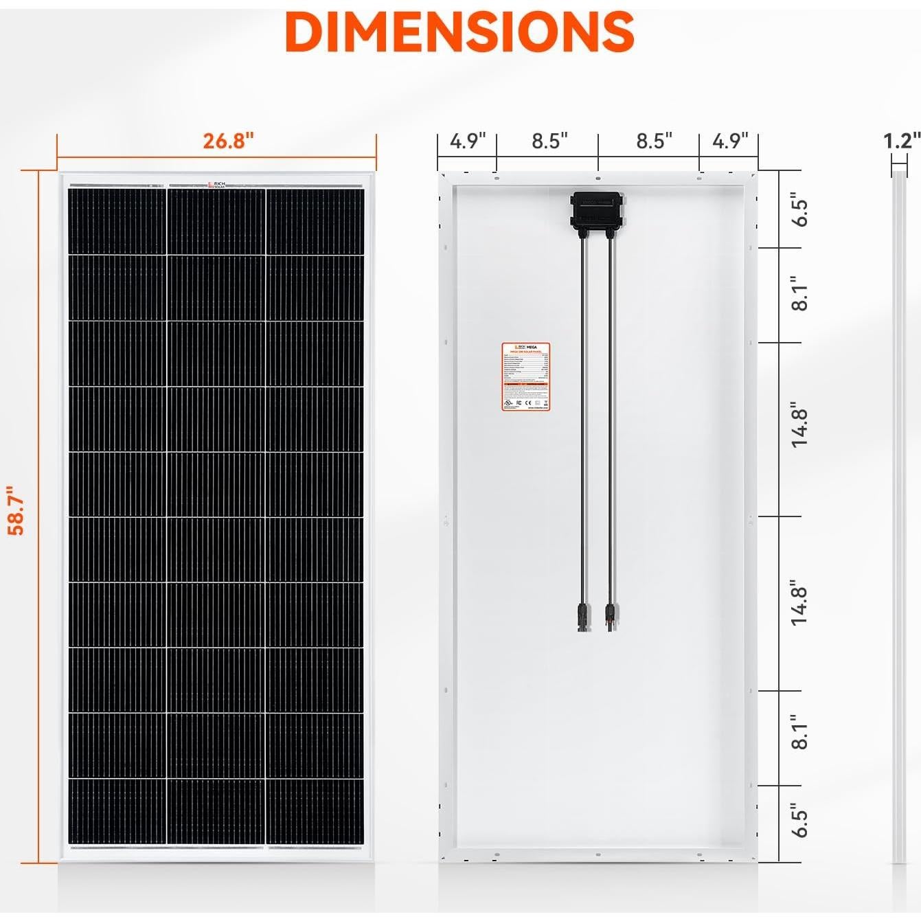 Módulo Solar Monocristalino RICH SOLAR 200W 12V Alta Eficiencia