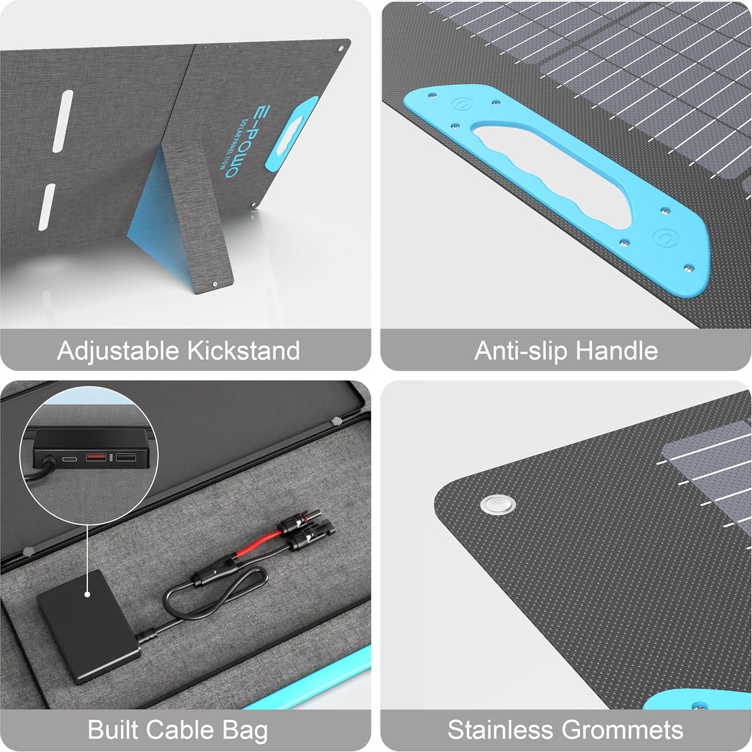 Panel Solar Portátil E-POWO 220W Plegable IP67 Carga Rápida
