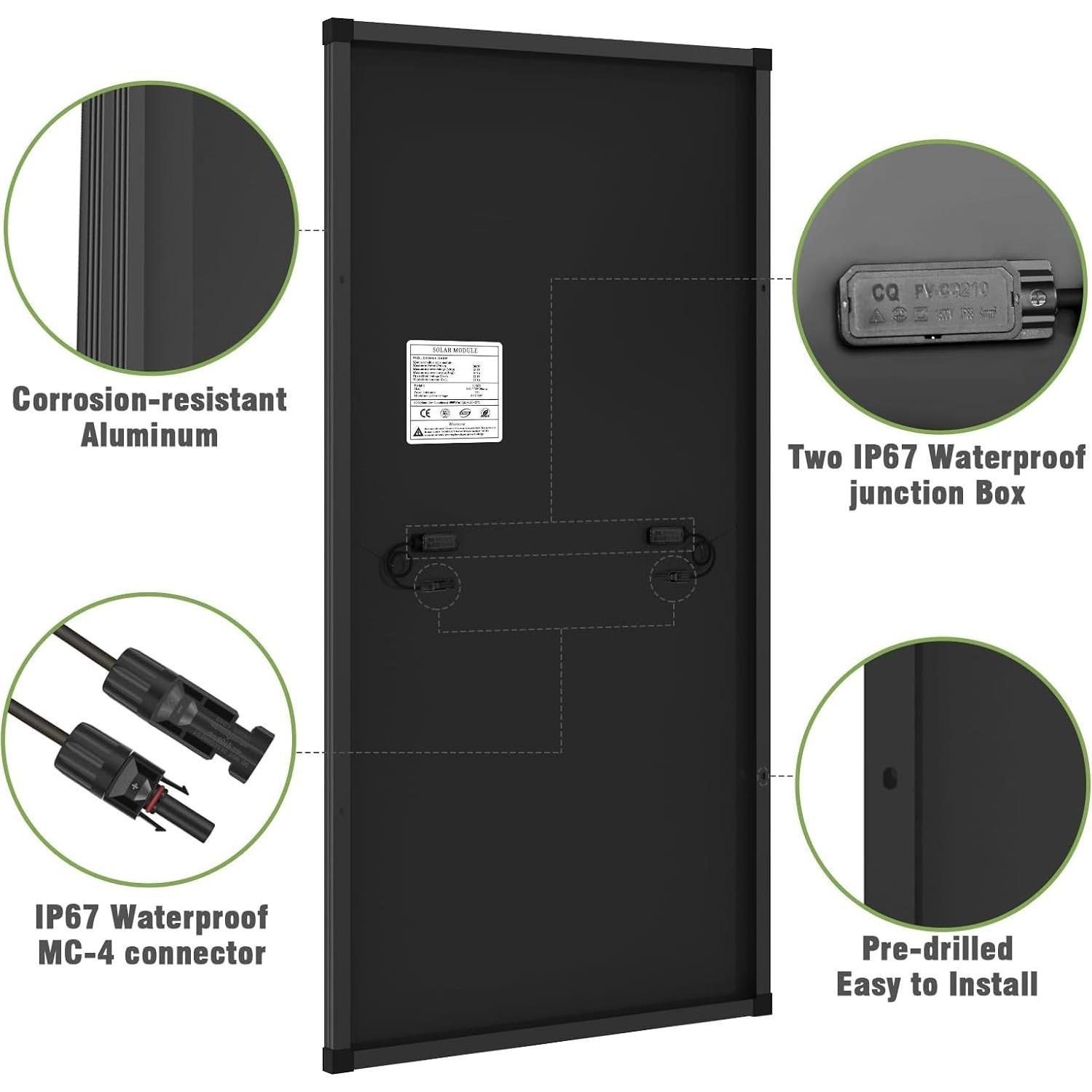 Kit Solar 200W WERCHTAY Monocristalino 12V con Controlador 30A