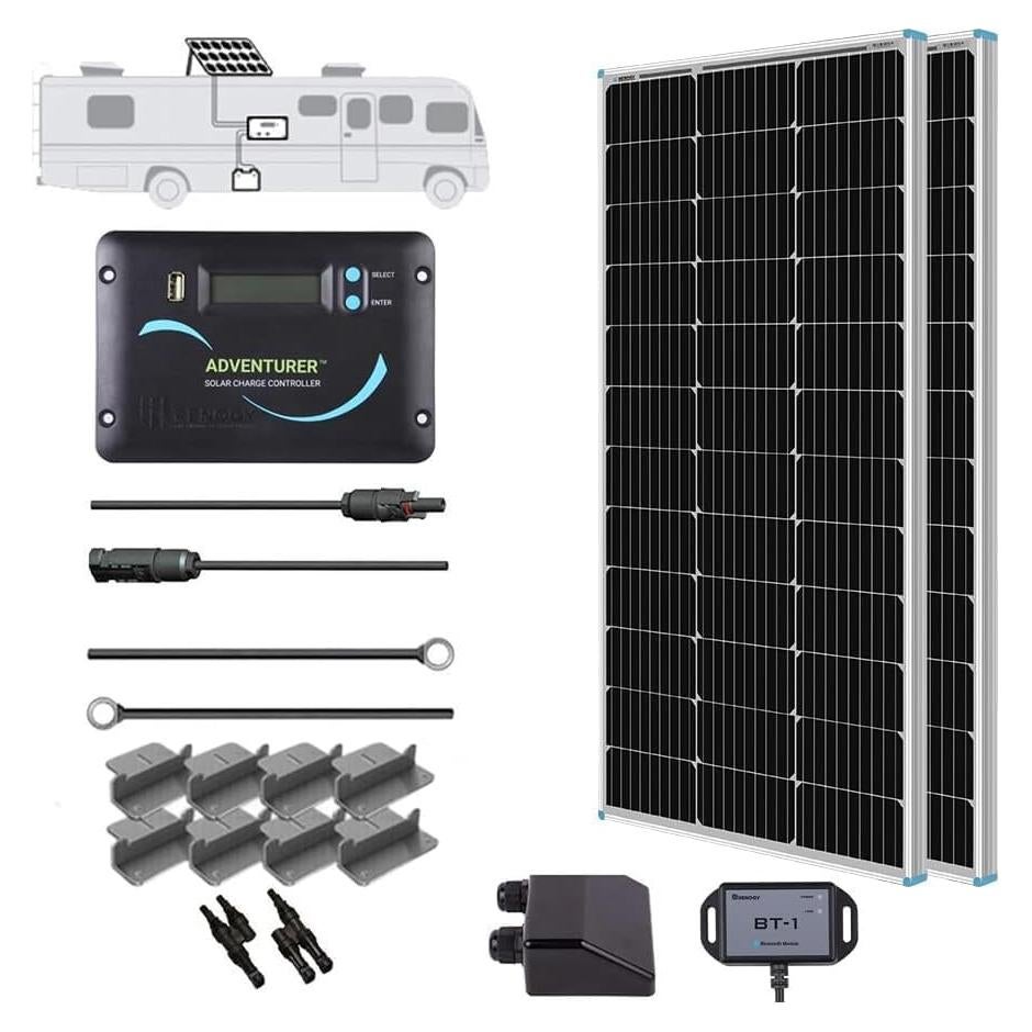 Kit Panel Solar 200W Renogy 12V + Controlador 30A Adventurer