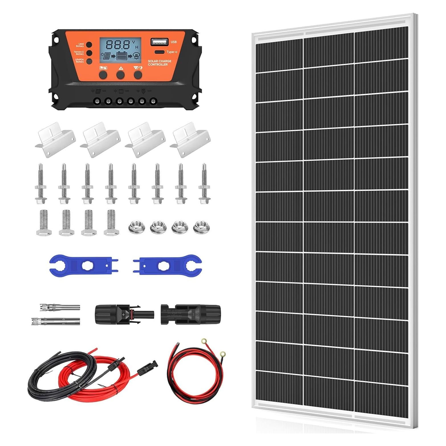 Kit Solar 200W Rvpozwer Monocristalino 25% Eficiencia Completo