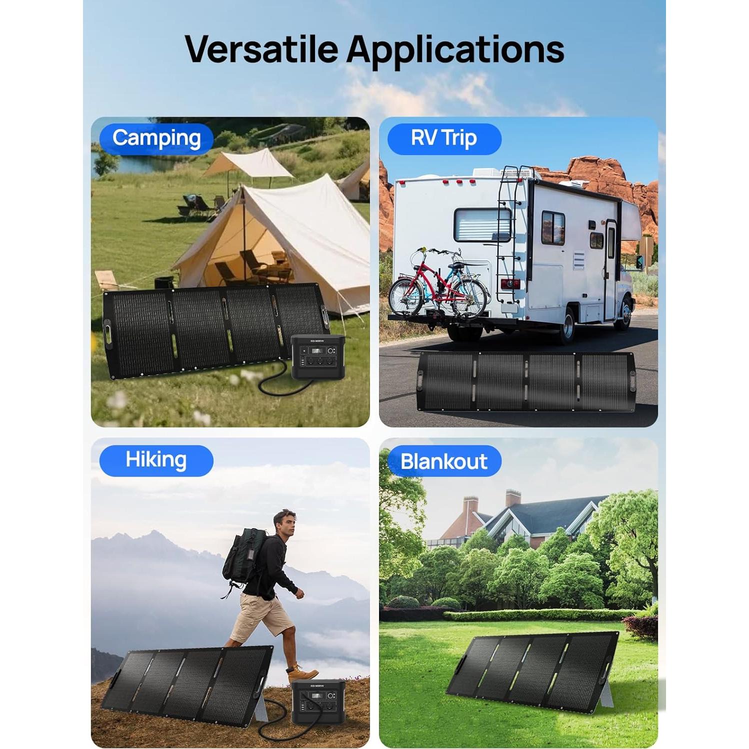 Panel Solar Portátil ECO-WORTHY 200W Plegable 23% Eficiencia