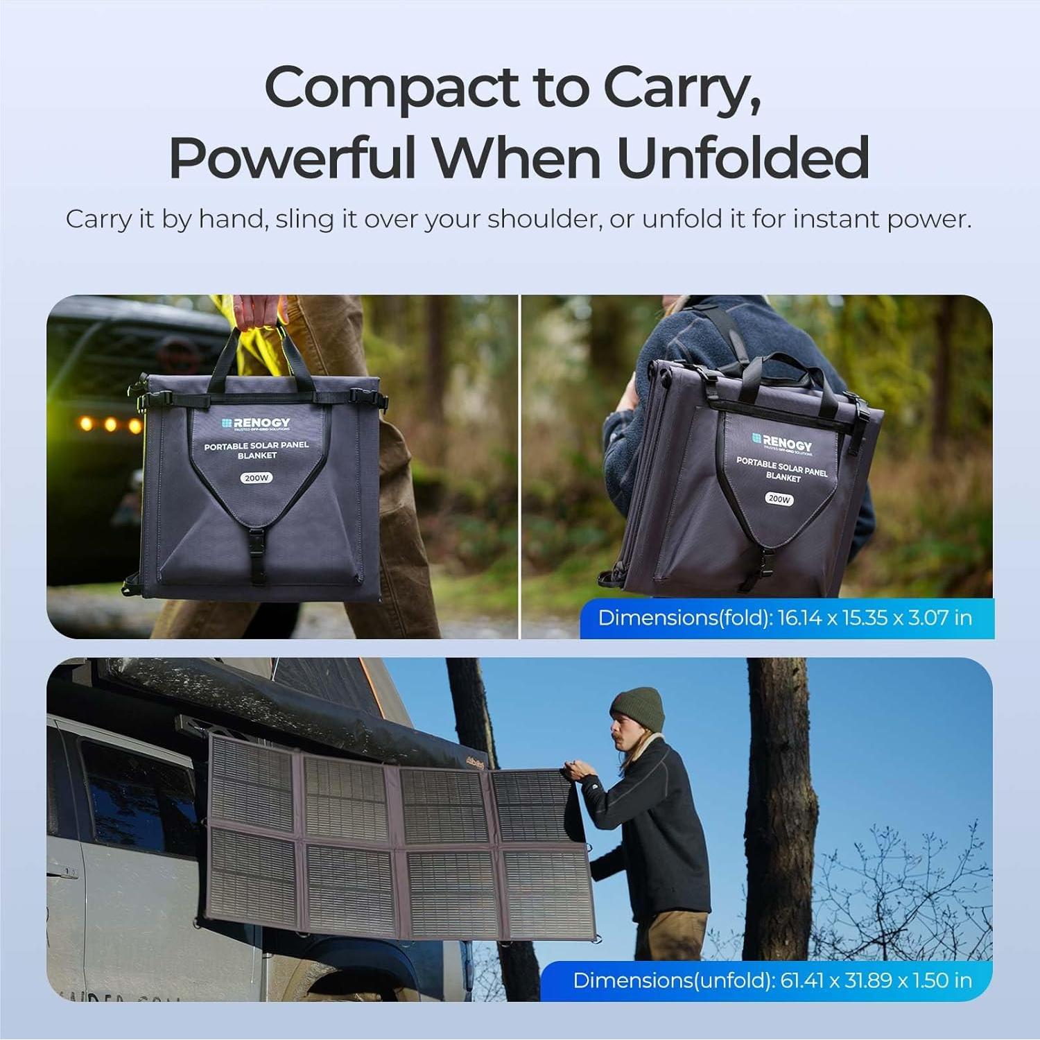 Manta Solar Renogy 200W Plegable Alta Eficiencia USB-C