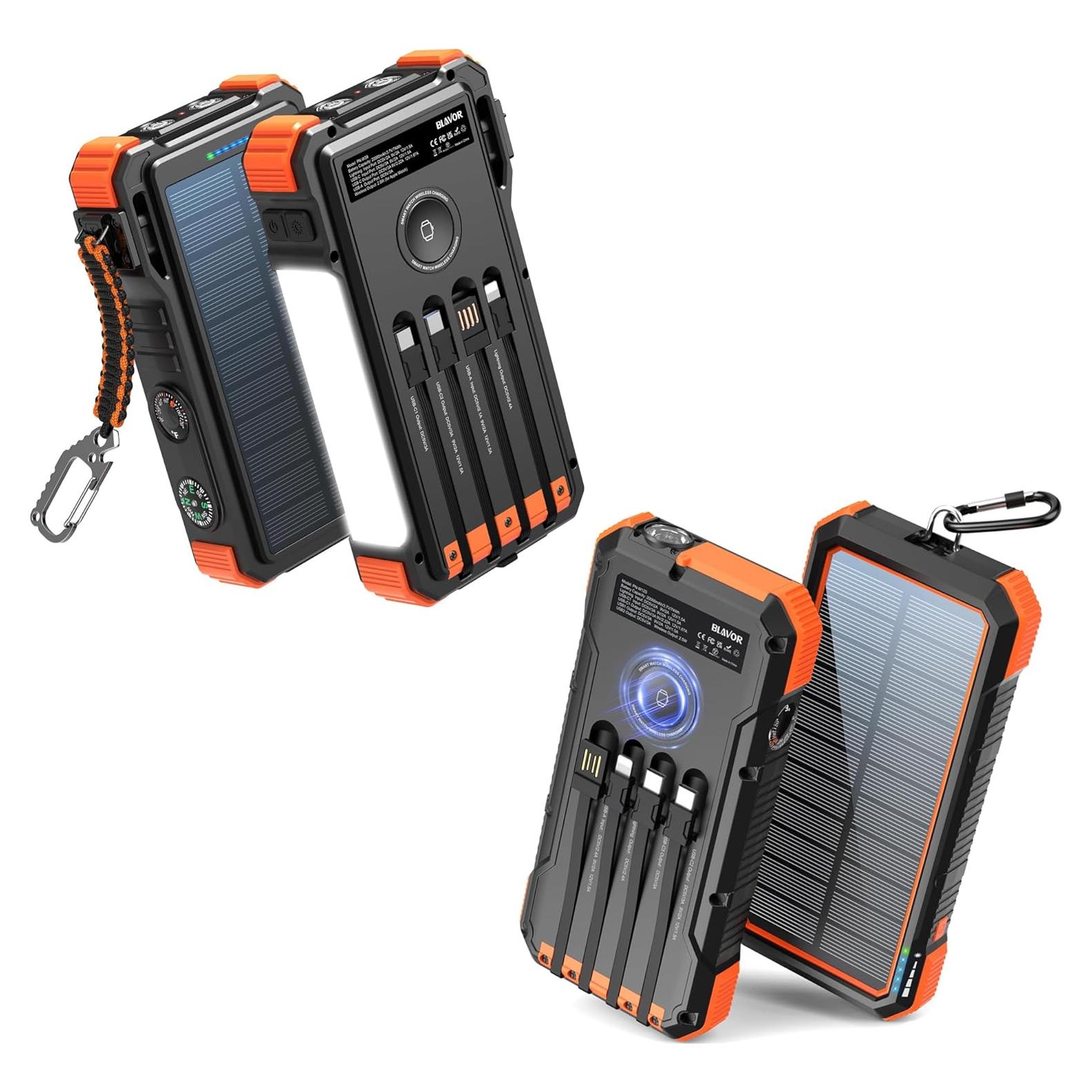 Banco de Energía Solar BLAVOR 20000mAh Carga Rápida 20W