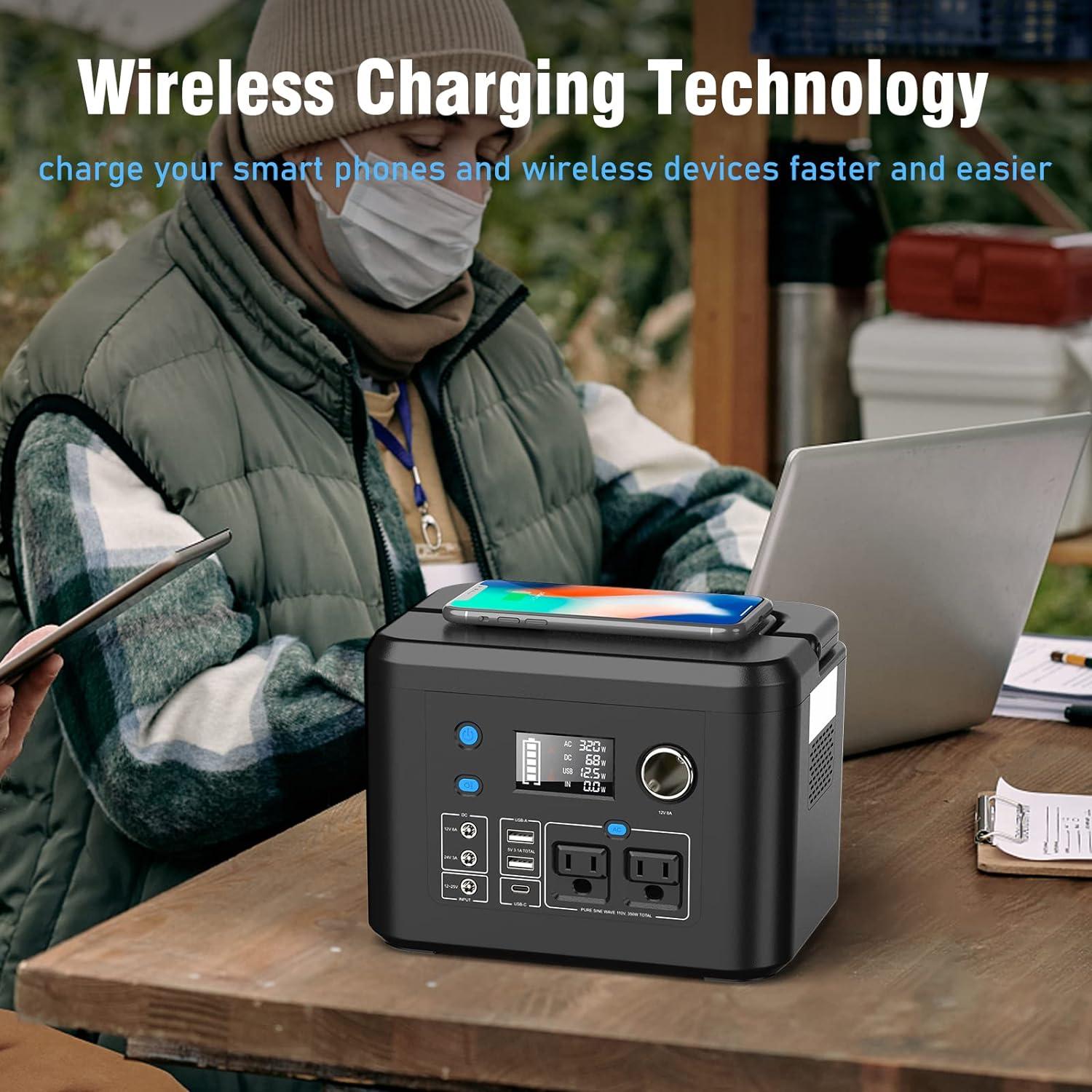 Generador Solar Portátil Powkey 350W con Panel 60W y Batería 70,000mAh