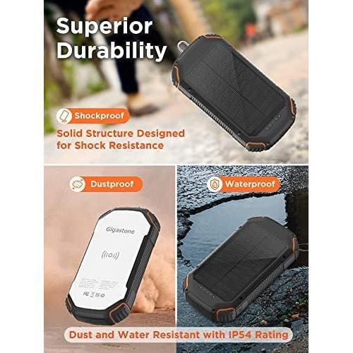 Banco de Energía Solar Gigastone 20000mAh Cargador Portátil