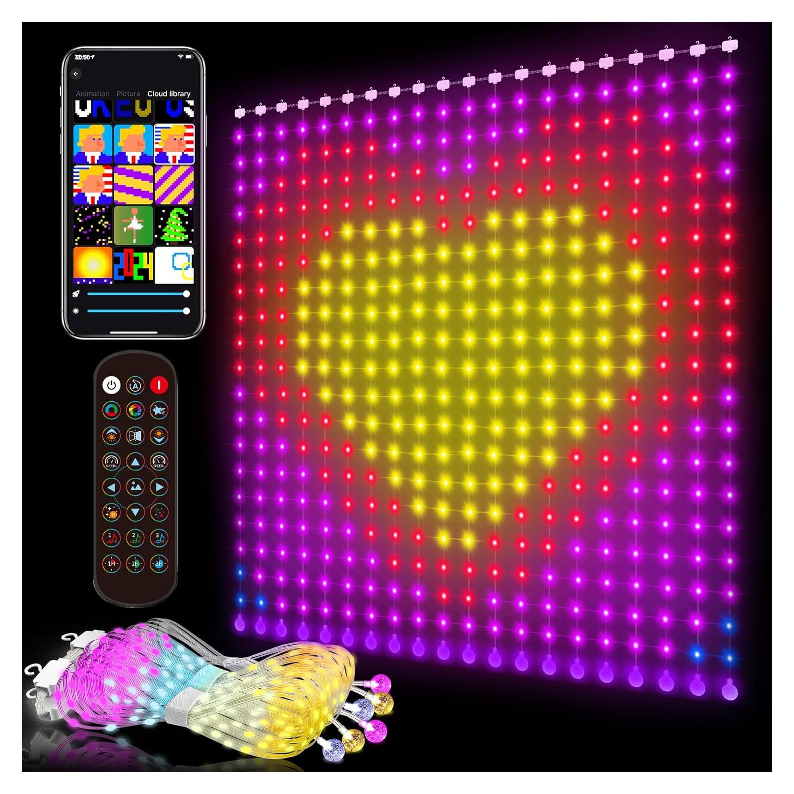 Luces de Cortina Inteligentes Weecrestar 2x2m LED RGBIP65