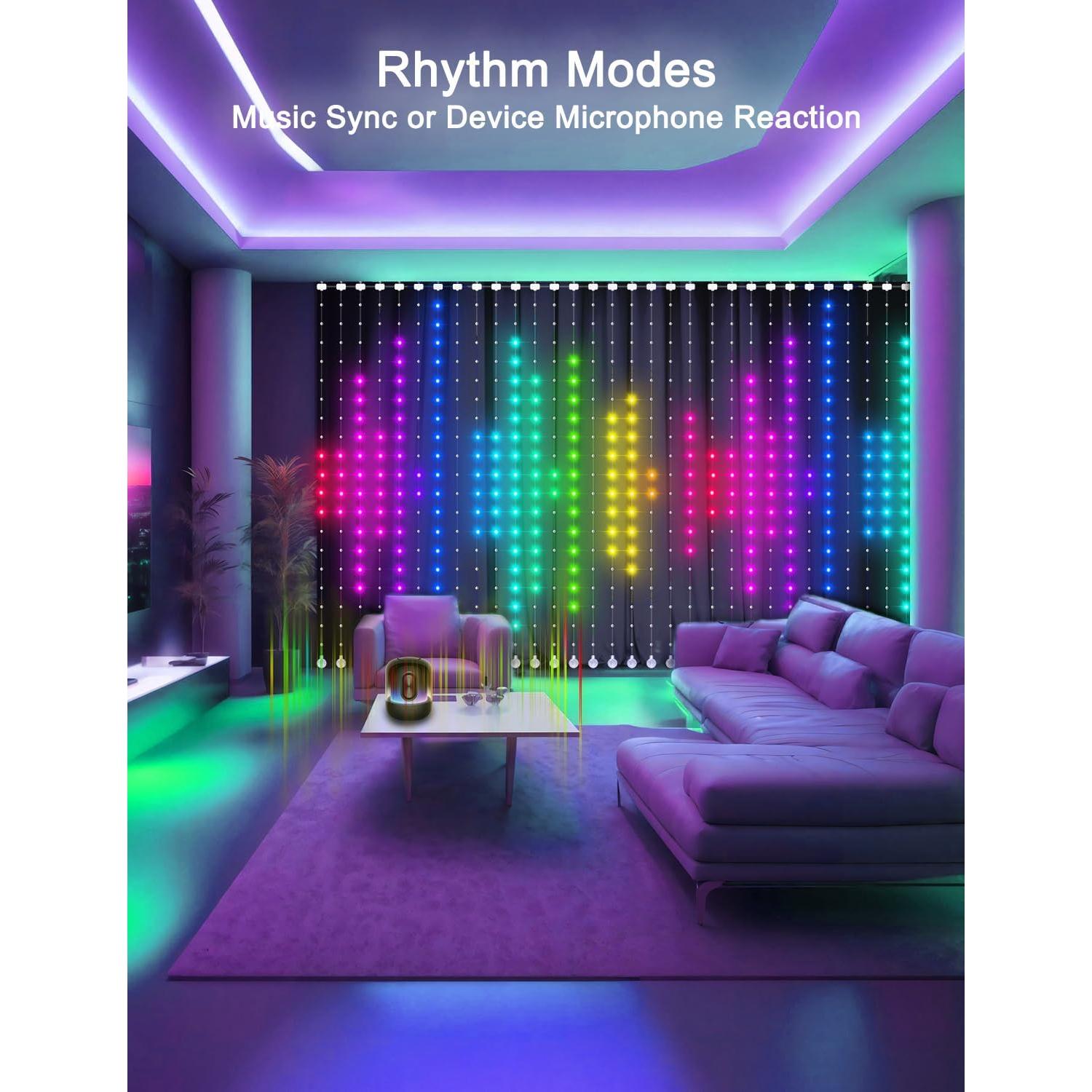 Luces de Cortina Inteligentes Weecrestar 2x2m LED RGBIP65