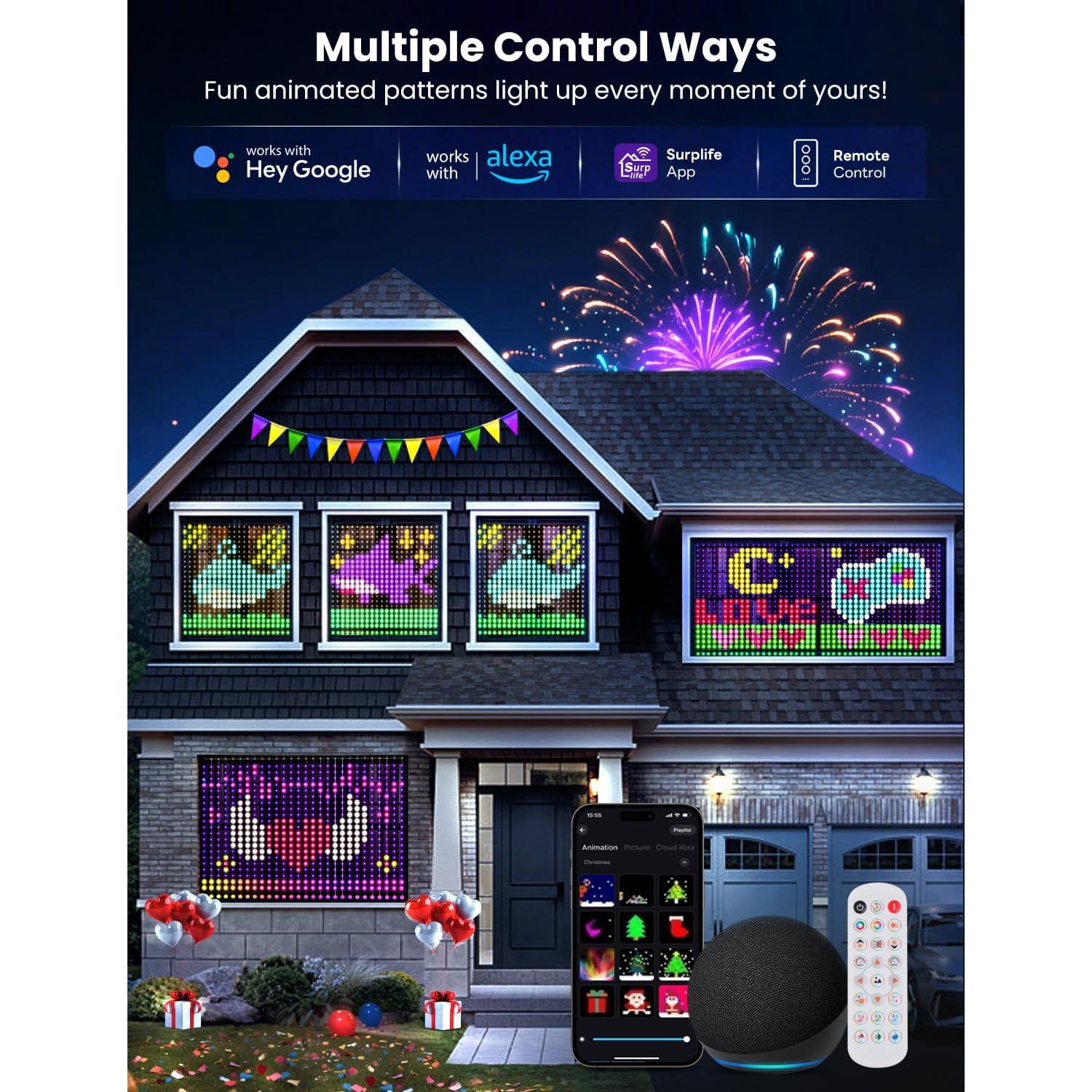 Luces de Cortina LED Inteligentes 1x1m 400 LEDs RGBIC