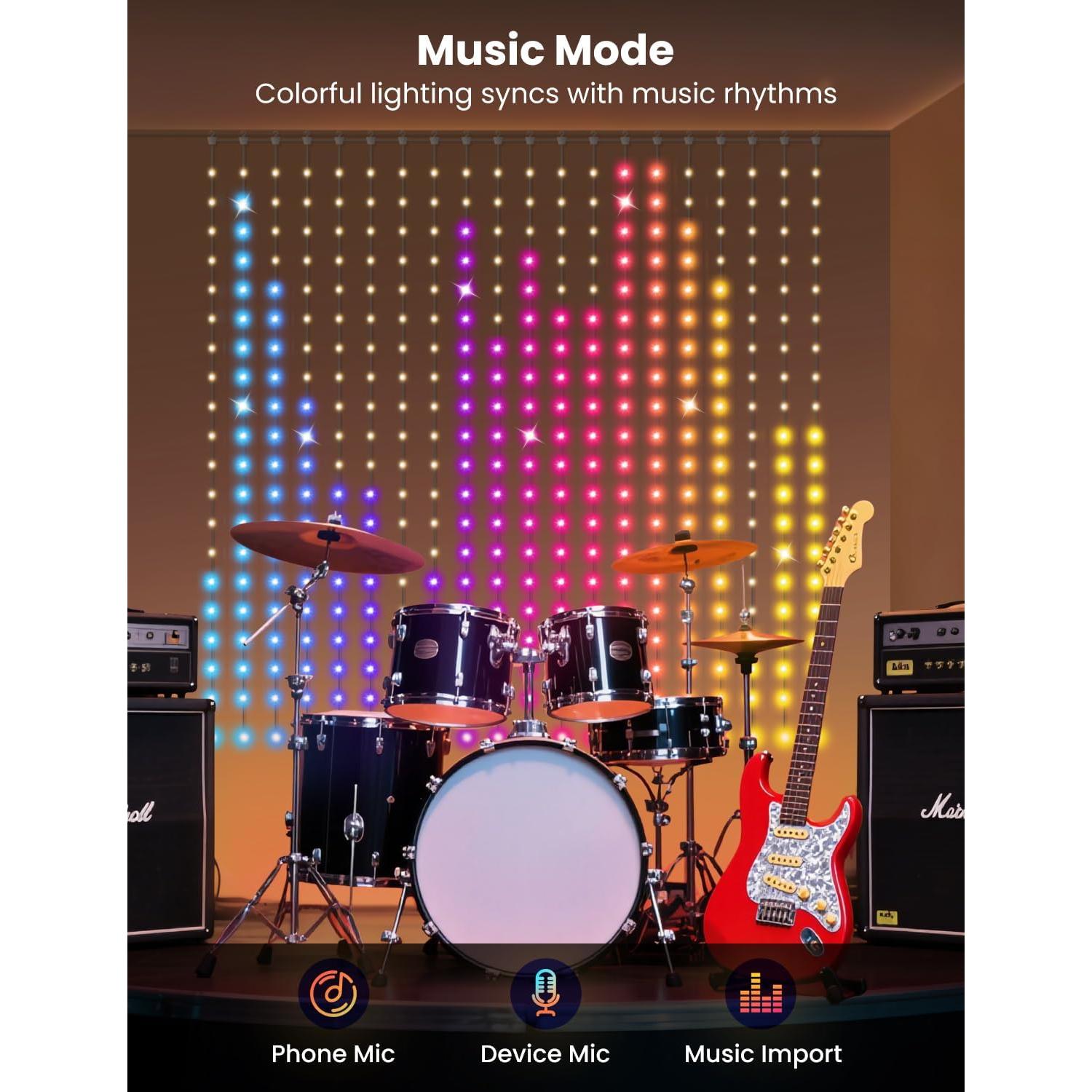 Luces de Cortina LED Inteligentes 1x1m 400 LEDs RGBIC