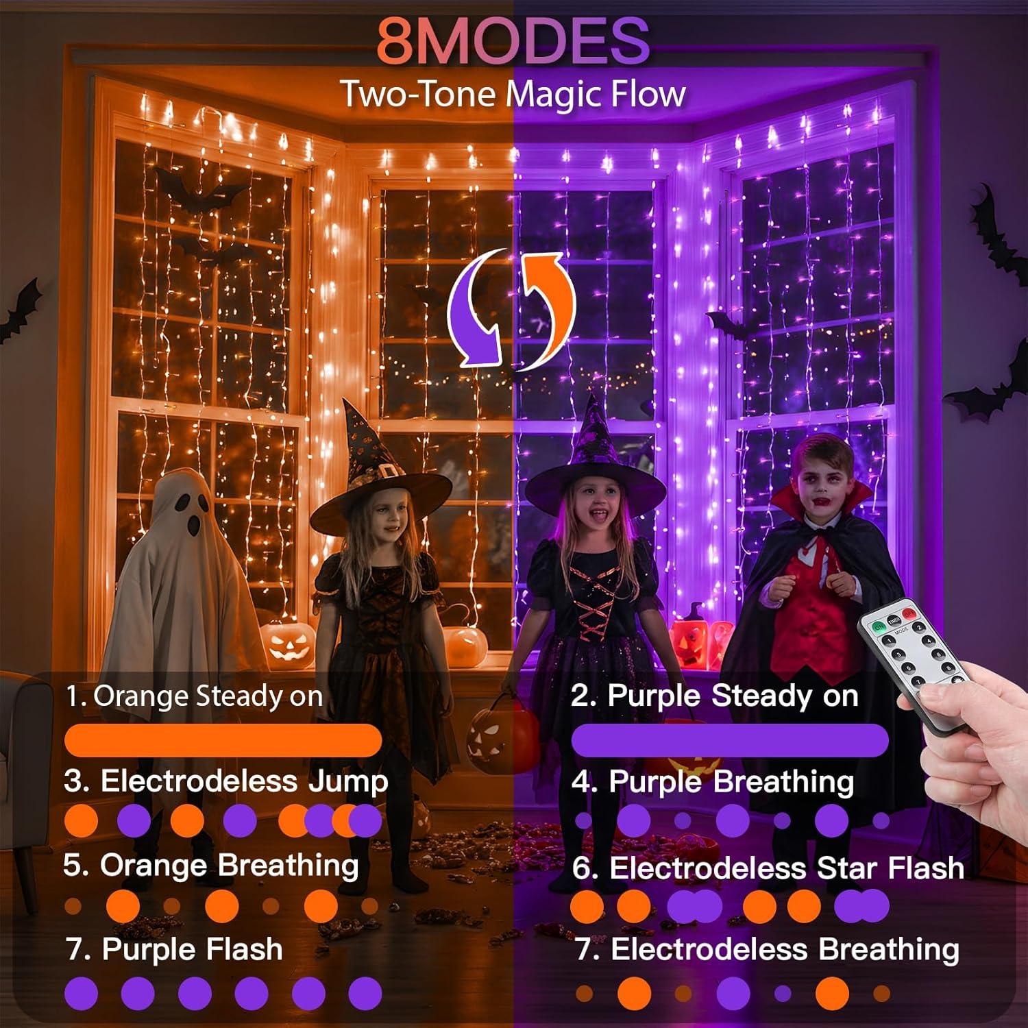 Luces de Cortina SUDDUS 200 LED USB Halloween 2 Colores