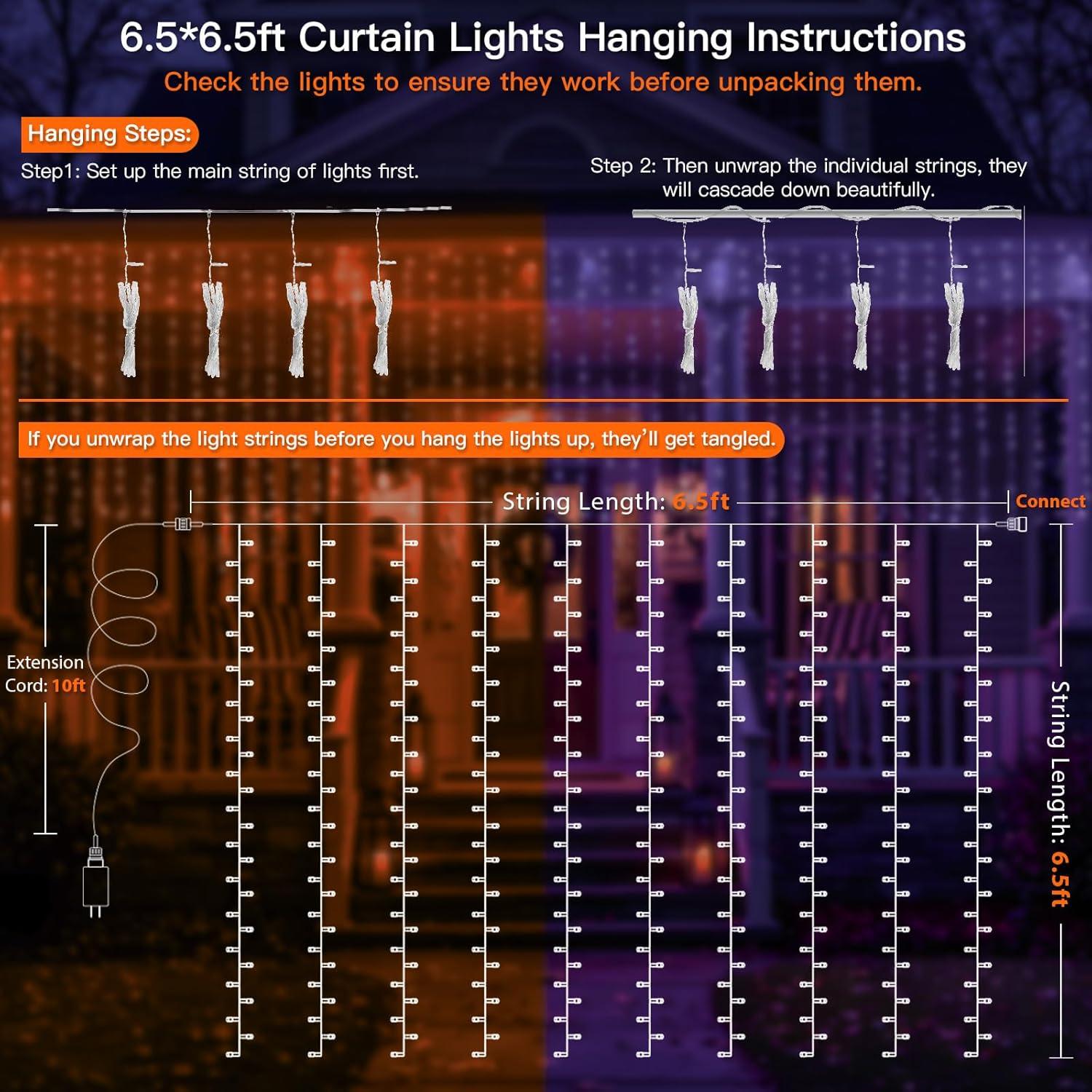 Luces de Cortina SUDDUS 200 LED USB Halloween 2 Colores