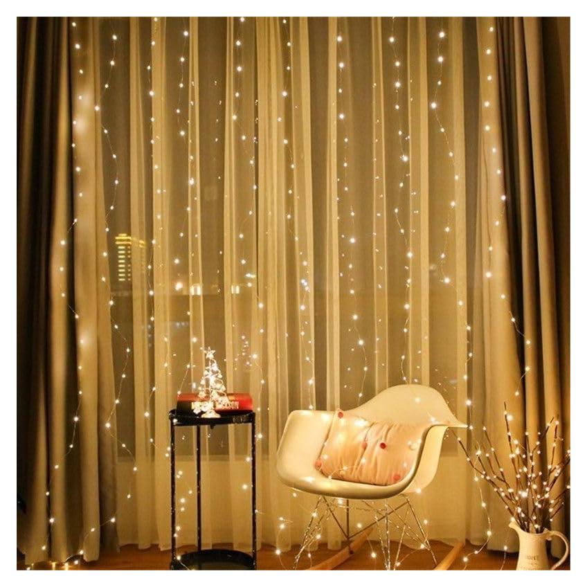 Luces de Cortina LED 3x3m ANUONER 300 LEDs USB Blanco Cálido