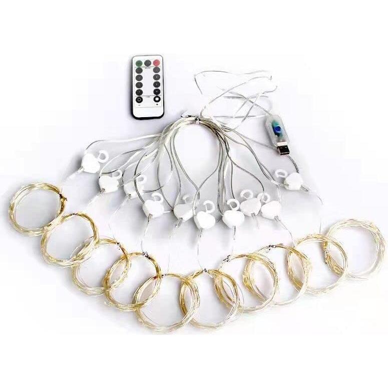 Luces de Cortina LED 3x3m ANUONER 300 LEDs USB Blanco Cálido