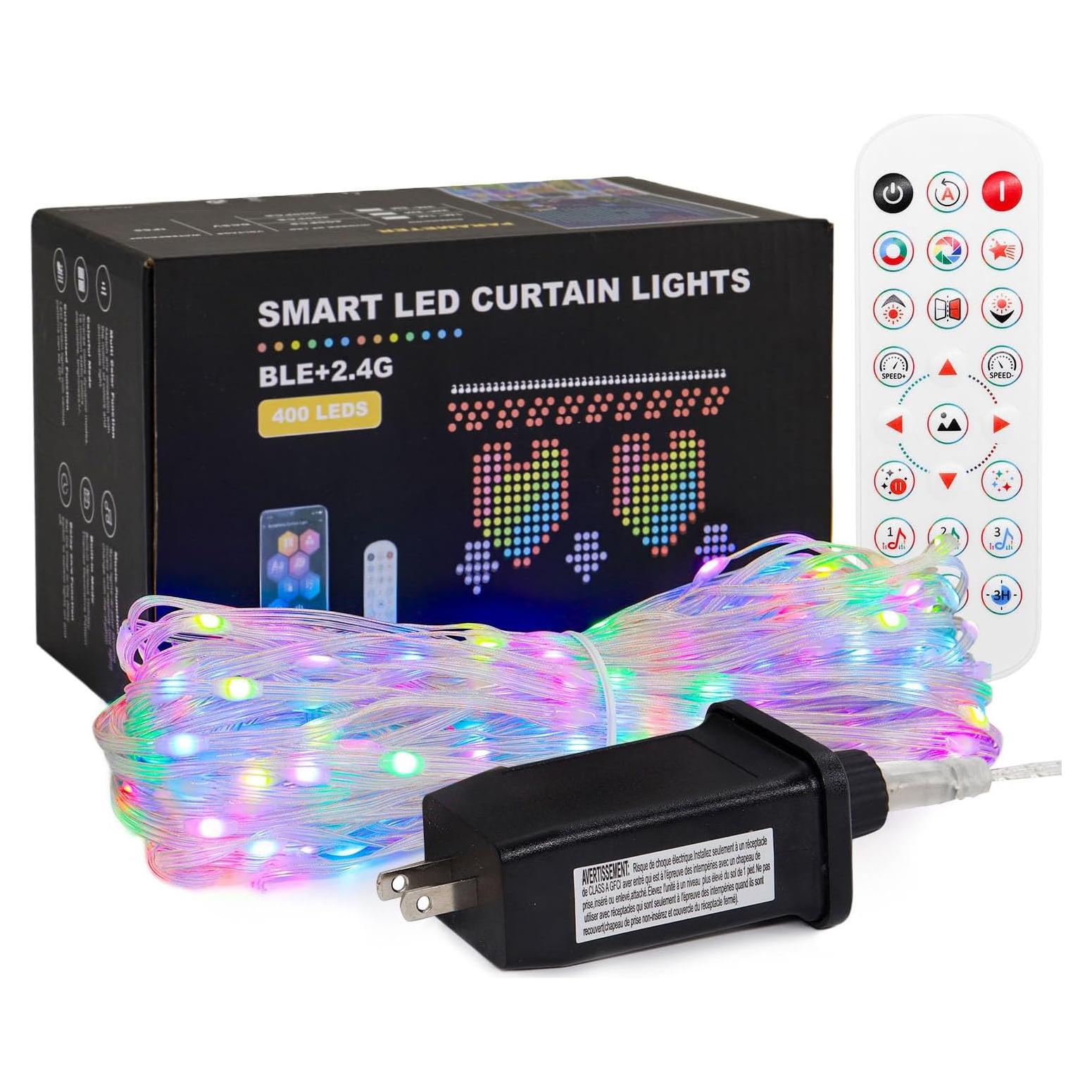 Luces de Cortina LED RGB Xnbada 400 LEDs 1.98x1.98m a Prueba de Agua