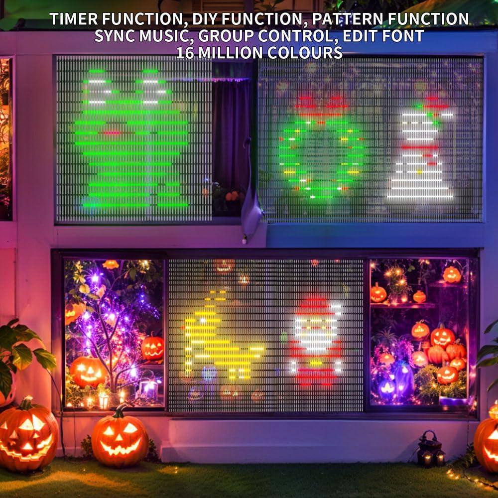 Luces de Cortina LED RGB Xnbada 400 LEDs 1.98x1.98m a Prueba de Agua