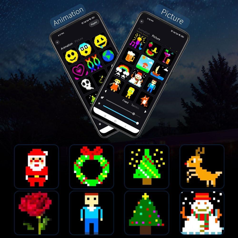 Luces de Cortina LED RGB Xnbada 400 LEDs 1.98x1.98m a Prueba de Agua