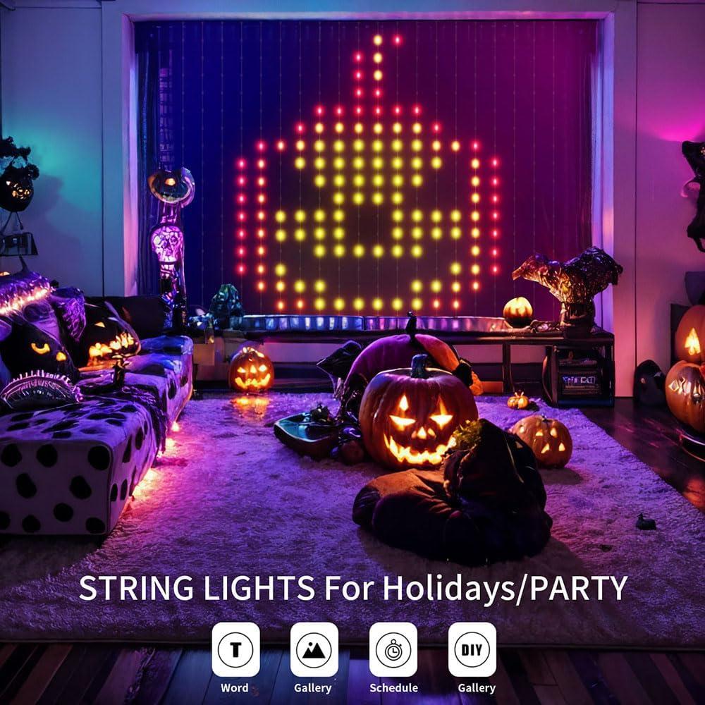 Luces de Cortina LED RGB Xnbada 400 LEDs 1.98x1.98m a Prueba de Agua