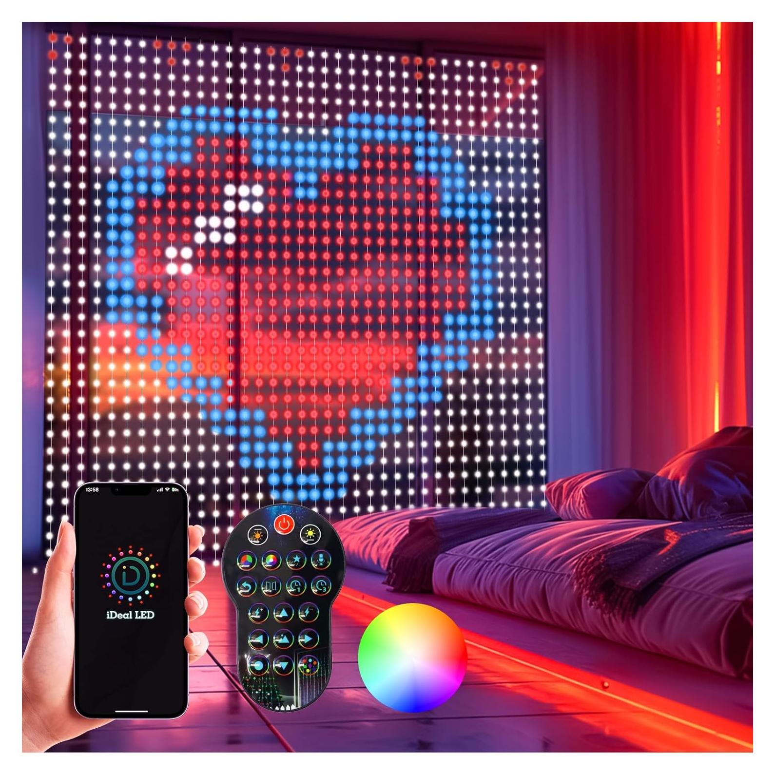 Luces de Cortina Inteligentes HXWEIYE 400LEDs 2m x 2m USB Multicolor