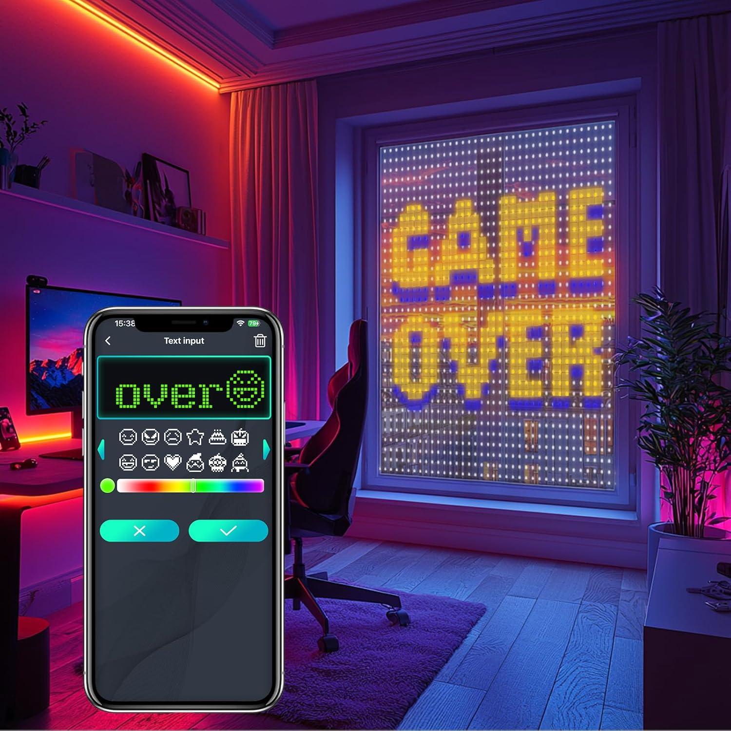 Luces de Cortina Inteligentes HXWEIYE 400LEDs 2m x 2m USB Multicolor