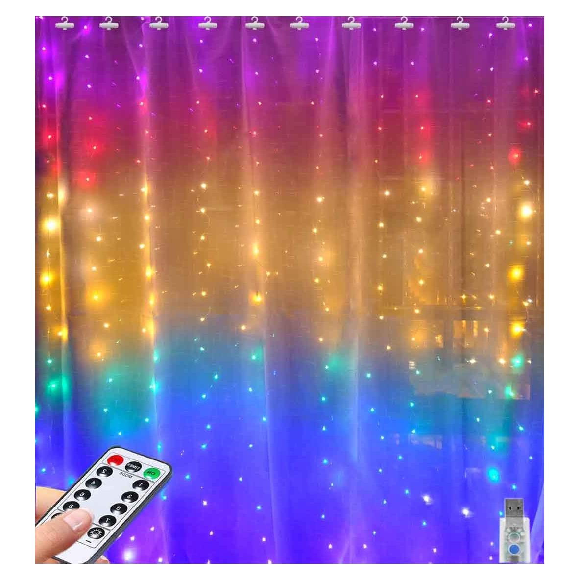 Luces de Cortina LED Greenke 2.04x1.52m 8 Modos Multicolor