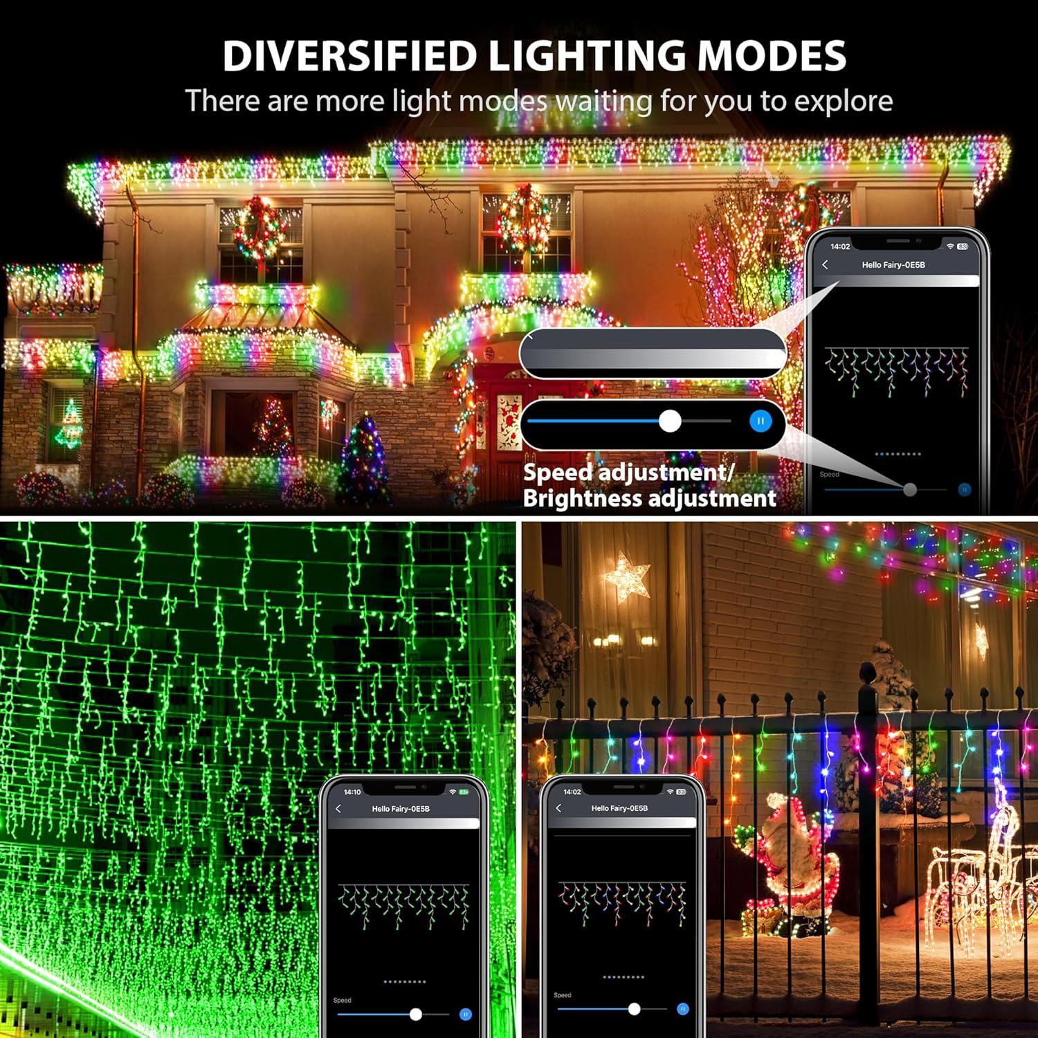 Luces de Carámbano Inteligentes 5.03M LED Navidad Control Remoto