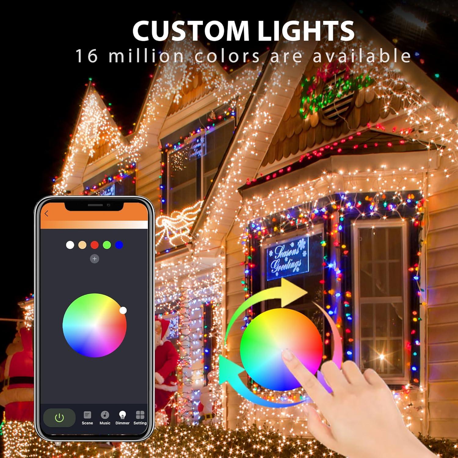 Luces de Carámbano Inteligentes 5.03M LED Navidad Control Remoto