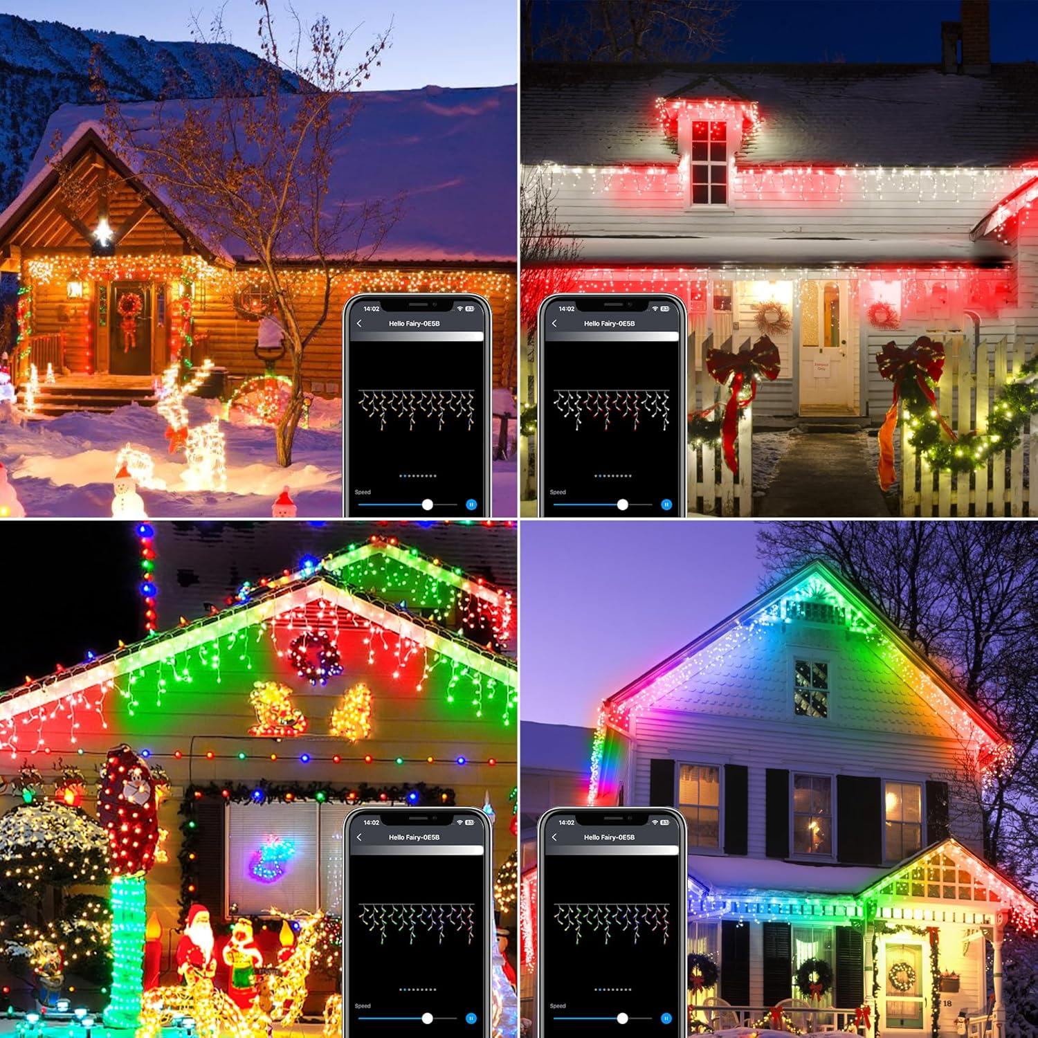 Luces de Carámbano Inteligentes 5.03M LED Navidad Control Remoto