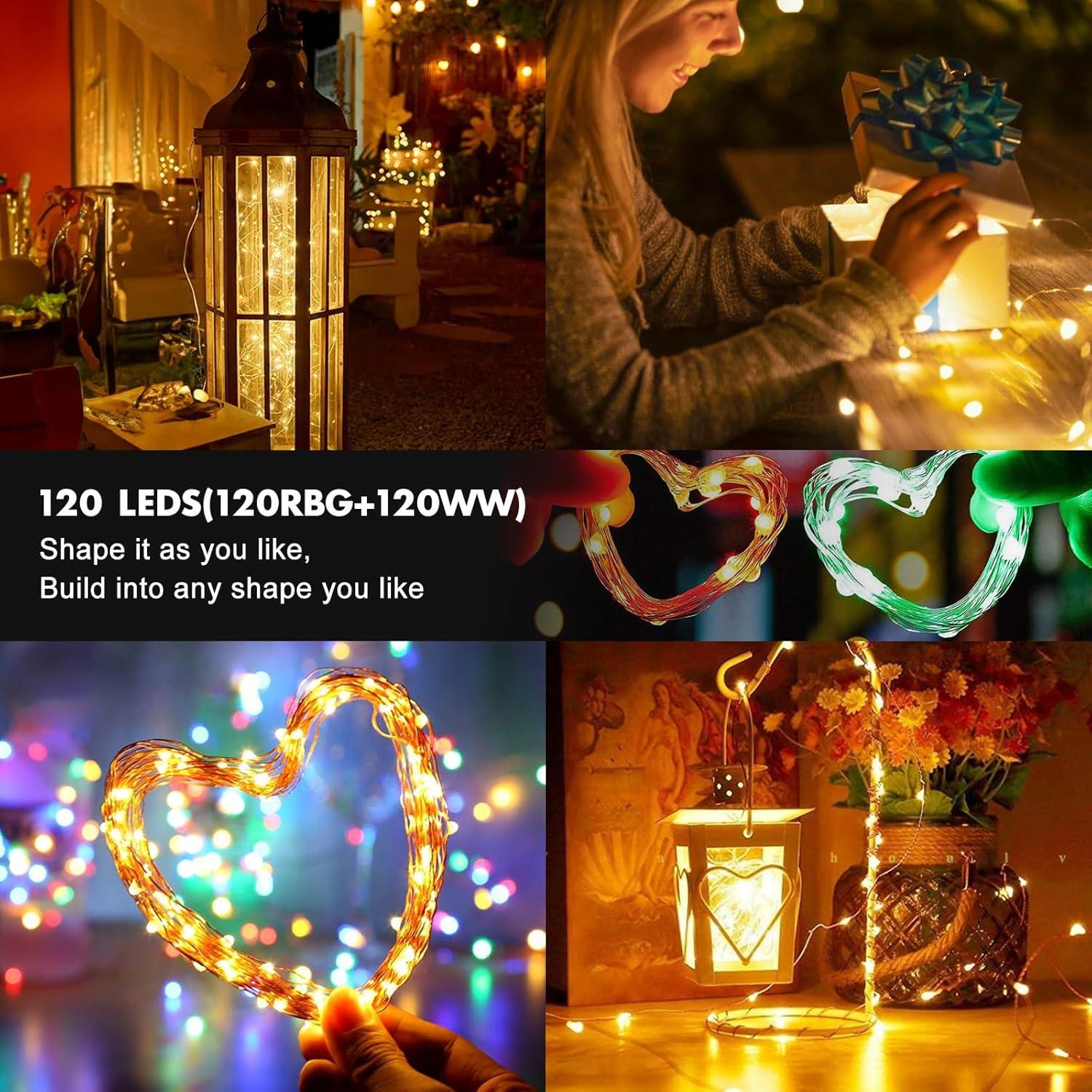 Cadena de Luces LED RGB 12m Hoofun con Control Remoto
