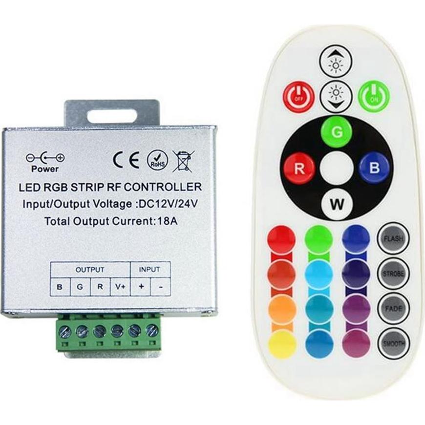 Controlador LED RGB 12V-24V 18A Minbow con Control Remoto