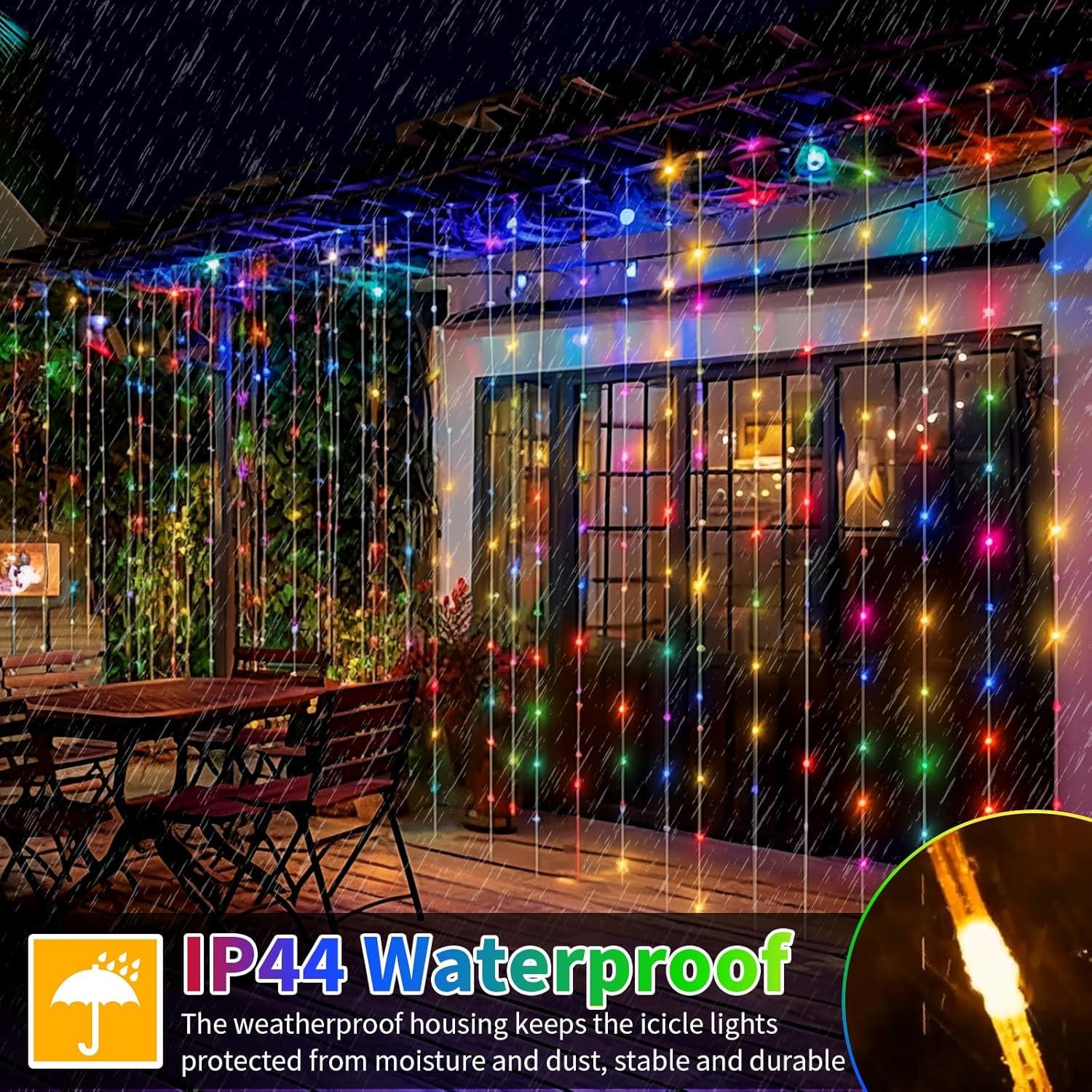 Luces de Cortina LED 300 Multicolor RCNDJE 3x3m Batería