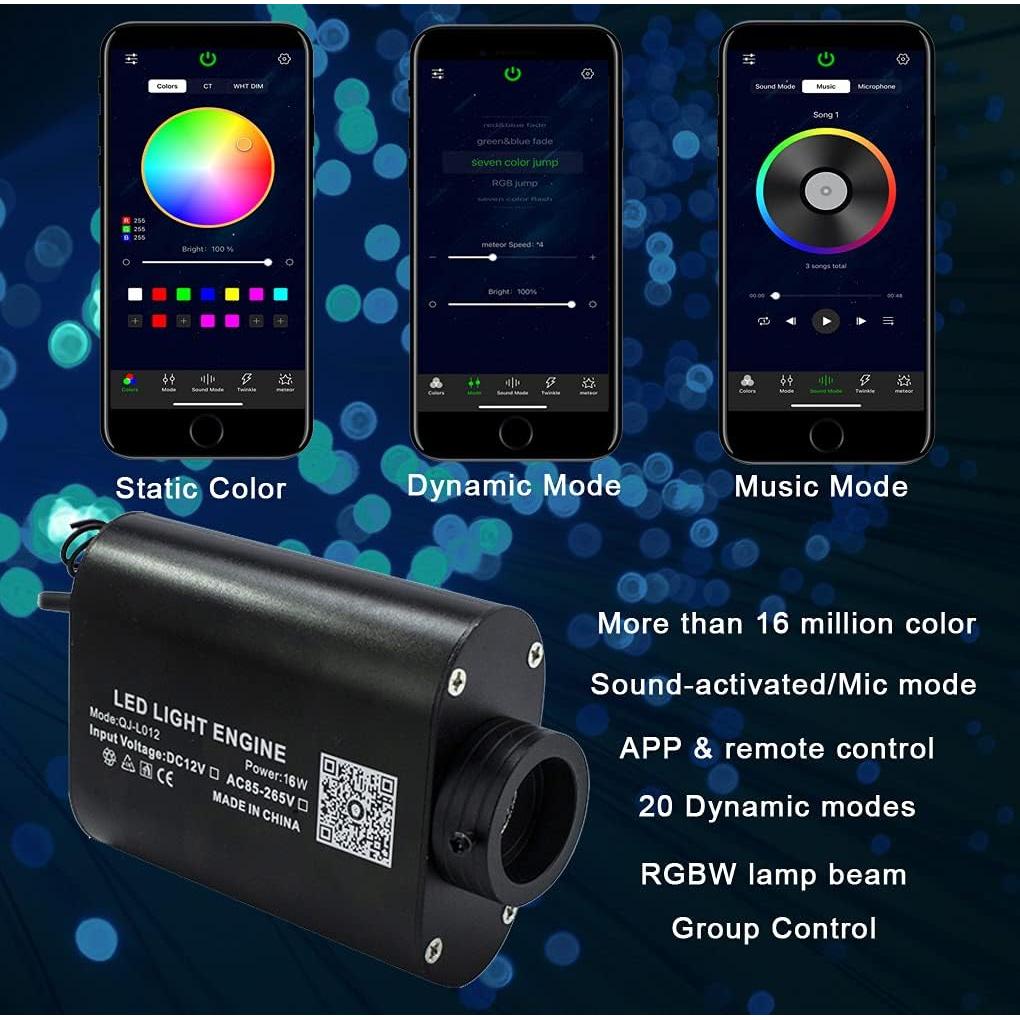 Luz de Techo Estrellado AZIMOM 16W RGBW Fibra Óptica 4m