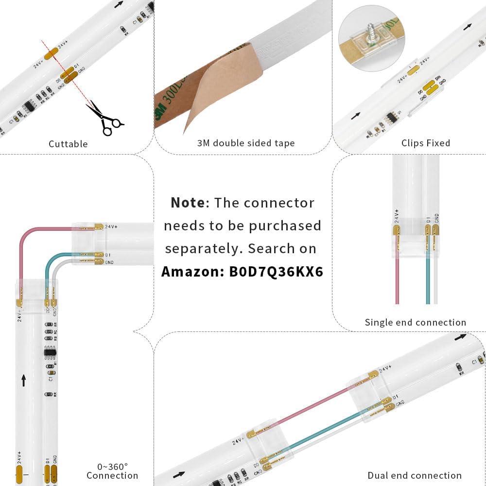 Tira LED COB RGB IC WS2811 2M 720LED/m DC24V Flexible